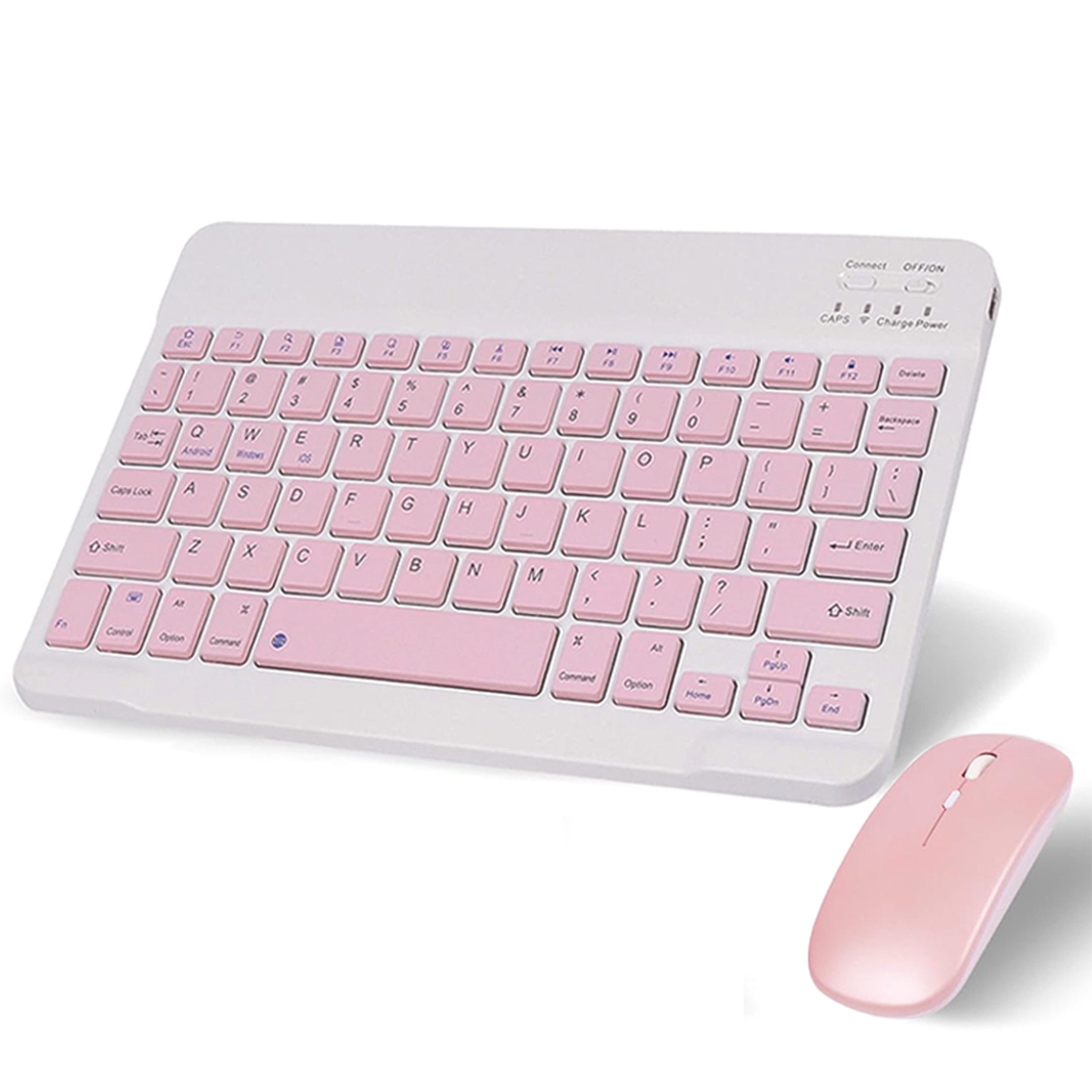 KINSI Bluetooth Tastatur Maus Set,ultraflach & geräuscharm,kabellos Tastatur- und Maus-Set, (Enthält Tastatur und Maus), 10 Zoll, für PC & Tablet