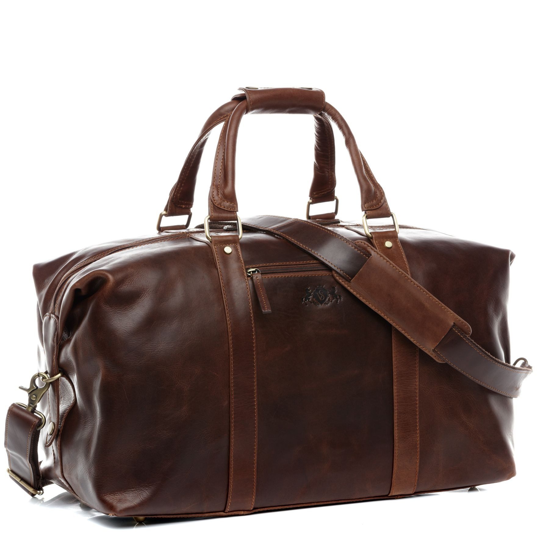Reisetasche echt Leder Weekender groß Ledertasche braun ZANE