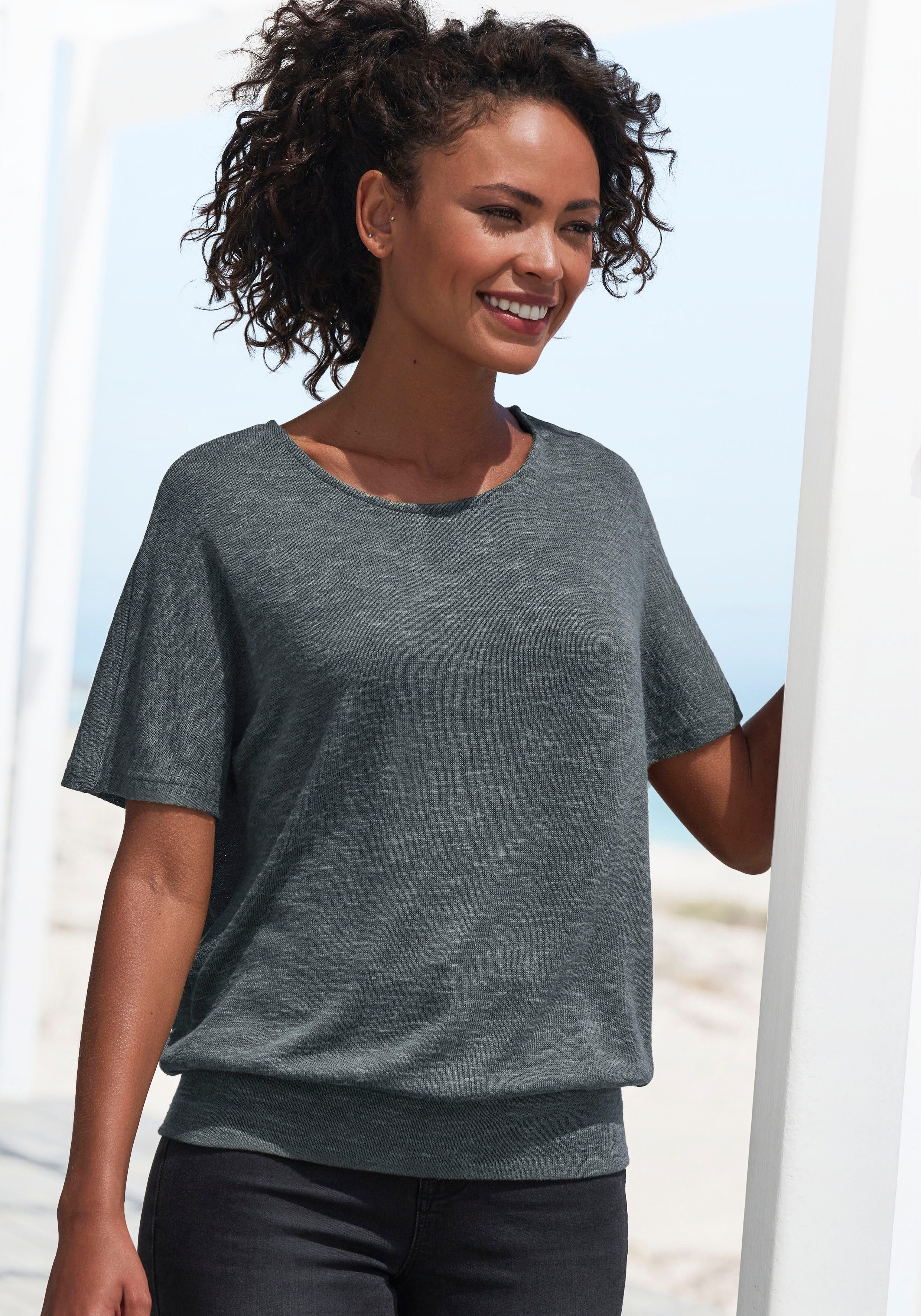 Vivance Kurzarmshirt "mit breitem Bund", aus weichem Viskose-Feinstrick günstig online kaufen