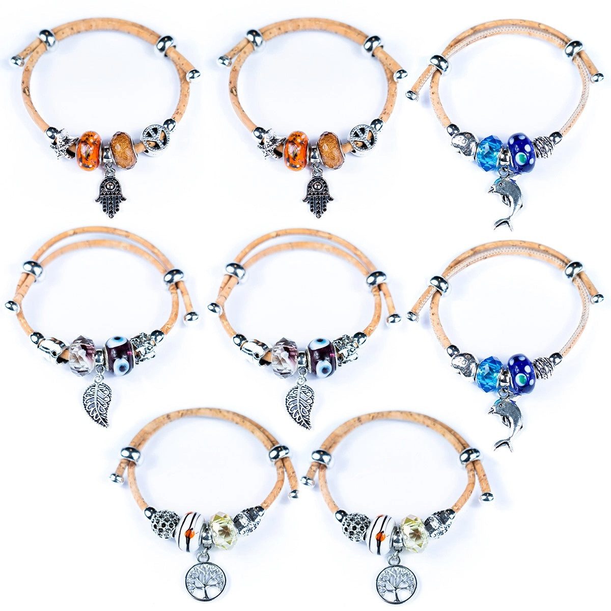 Armband Modeschmuck aus Kork verstellbar mit schönem Anhänger
