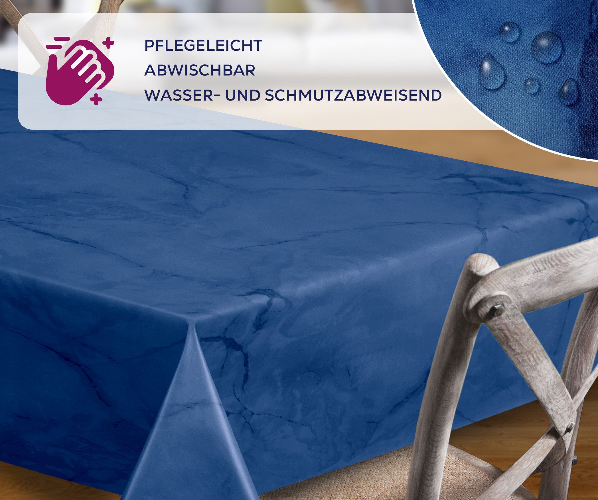Beautex Tischdecke Wachstuchtischdecke Marmoroptik abwaschbar fleckenabweisend edel (1-tlg) – Bild 2 von 5