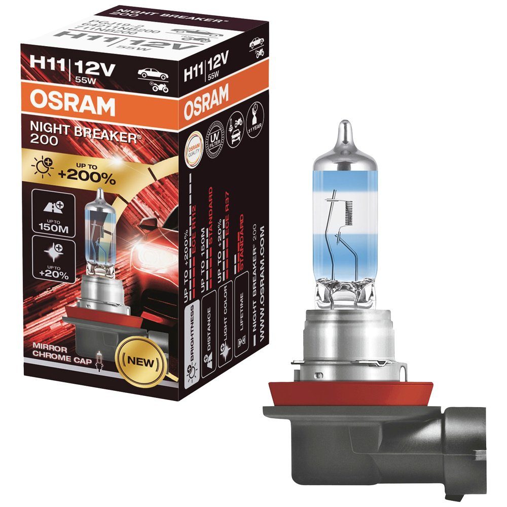Osram KFZ-Ersatzleuchte OSRAM 64211NB200 Halogen Leuchtmittel Night Breaker® H11 55 W 12 V