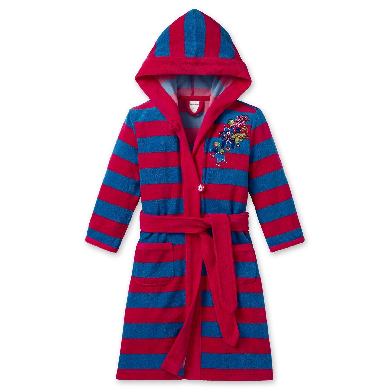 Schiesser Kinderbademantel Nordzauber, Baumwolle, Kapuze, Gürtel