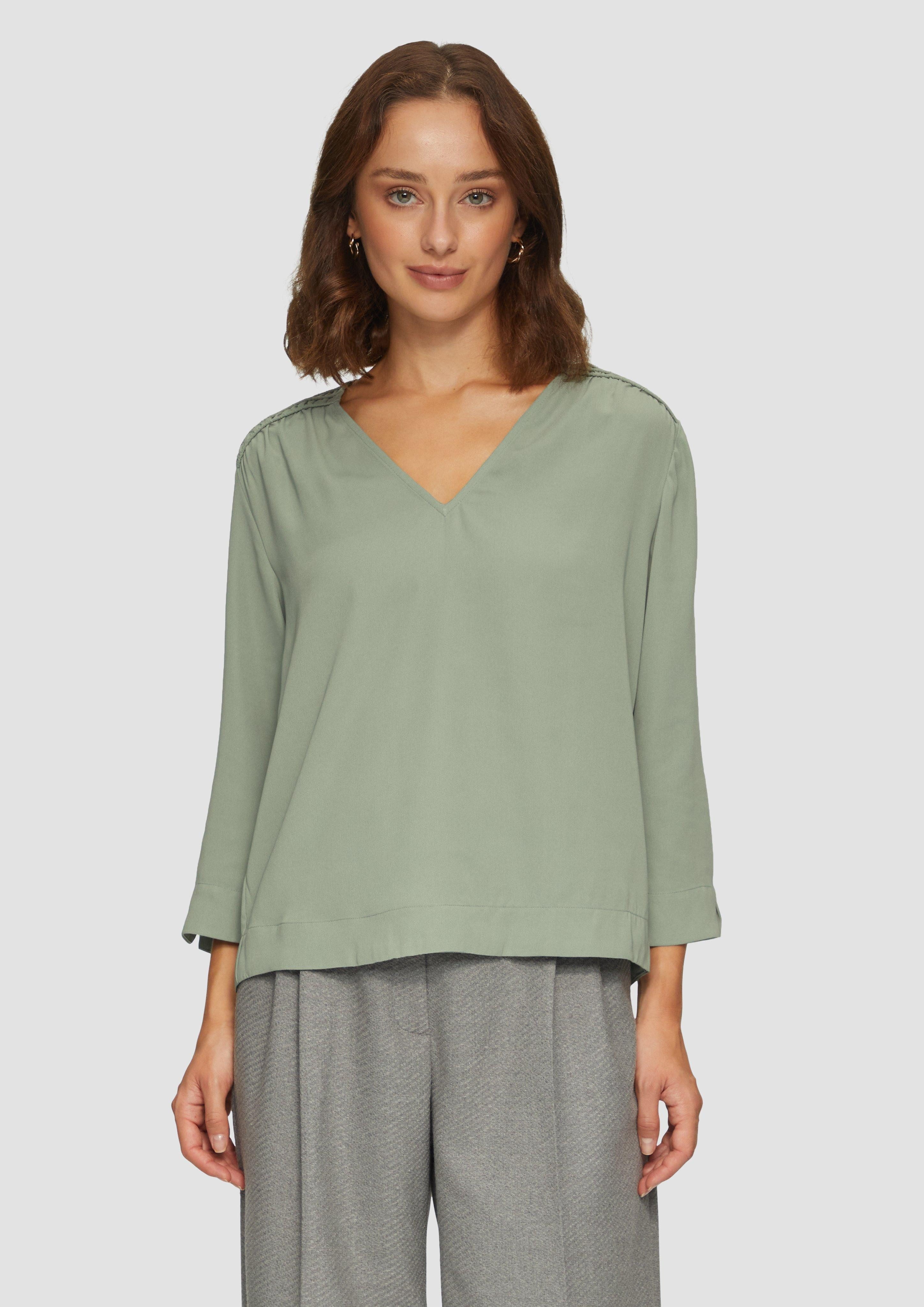 Langarmbluse Bluse mit Smok-Detail