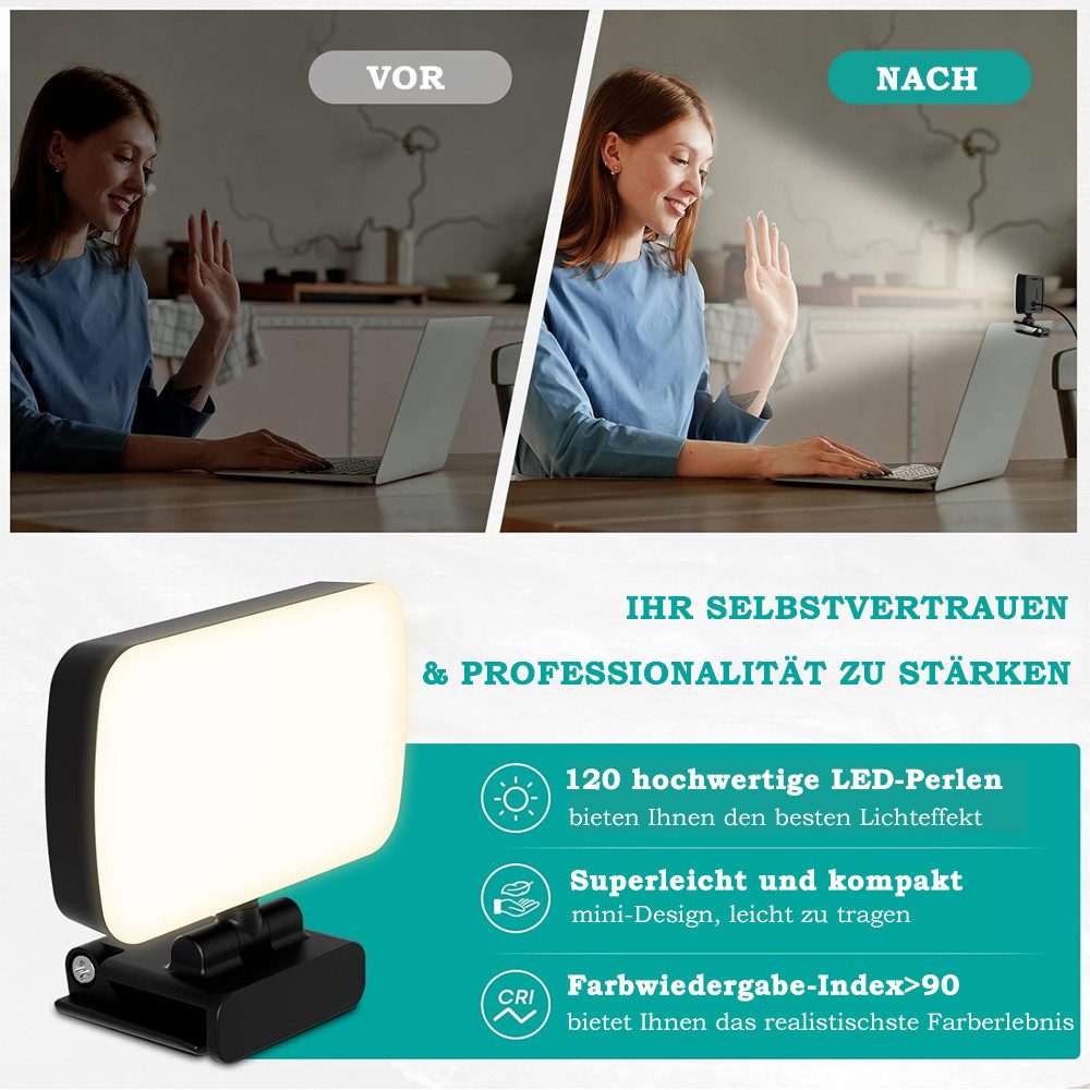 TUWENA Ringlicht Videokonferenz Selfie 120 Lampenperlen LED –Fülllichter 360 Rotatable, 3 Farbtemperaturen 10 Helligkeitsstufengeeignet USB betriebenes Laptop – Bild 2 von 5