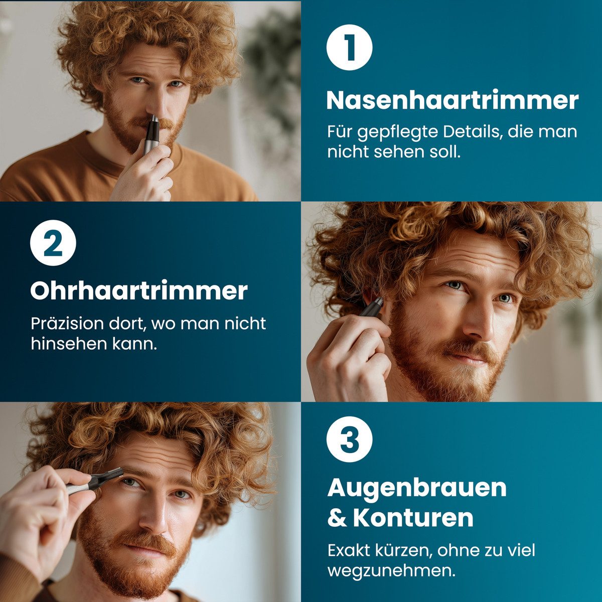 ProfiCare Nasenhaartrimmer PC-NE 3144, Nasenhaartrimmer, Nase Ohren Konturen, USB-C