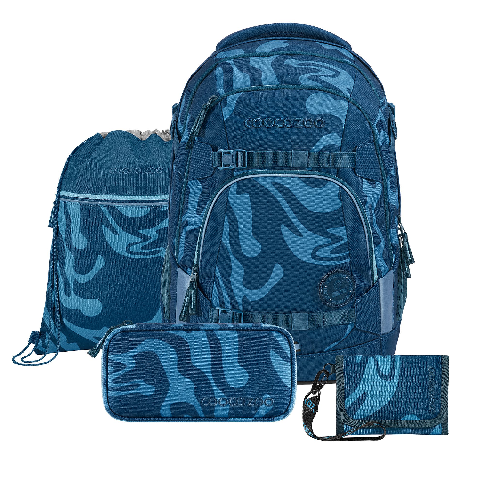 coocazoo Schulranzen Schulrucksack-Set MATE, Mäppchen, Turnbeutel Gel (3-tlg)