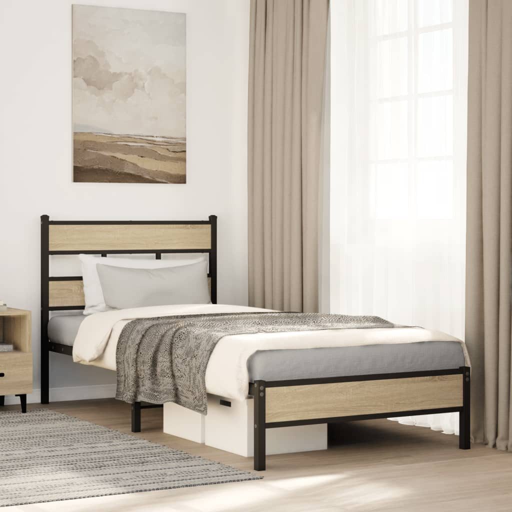 vidaXL Bett Bettgestell ohne Matratze Sonoma-Eiche günstig online kaufen