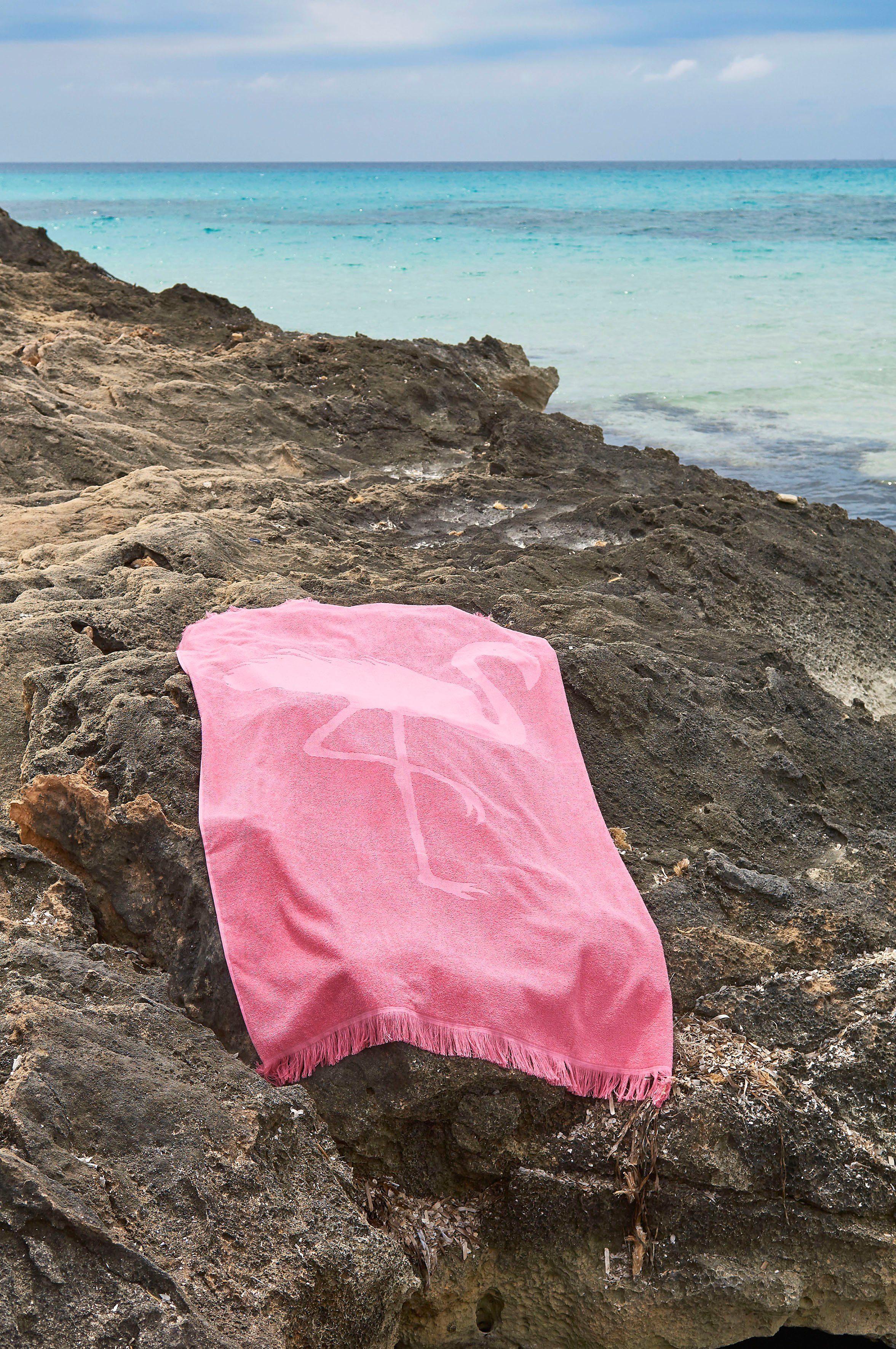 Strandtuch blossom Frottier saugfähige oder done.® Hamamtücher Sauna- als ideal Hamam Frottier-Innenseite, Flamingo, (1-St),