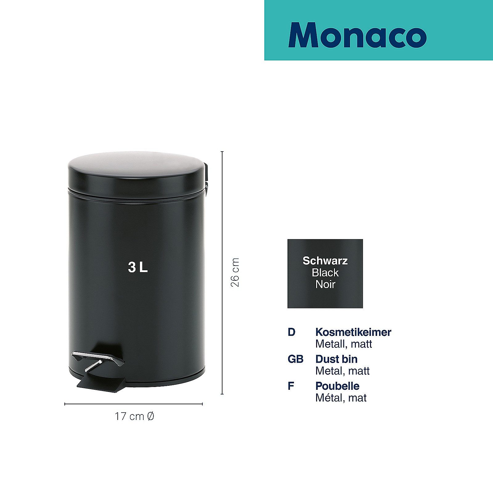 kela Kosmetikeimer Monaco, herausnehmbarer Inneneimer mit Tragegriff, 3 L