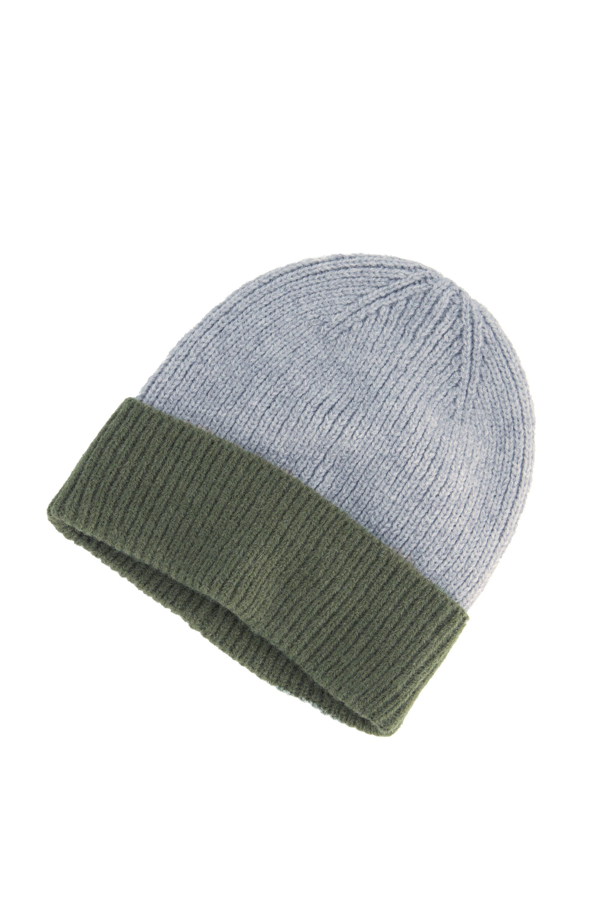 Ulla Popken Baumwollhandschuhe Beanie farbiger Umschlag weicher Rippstrick