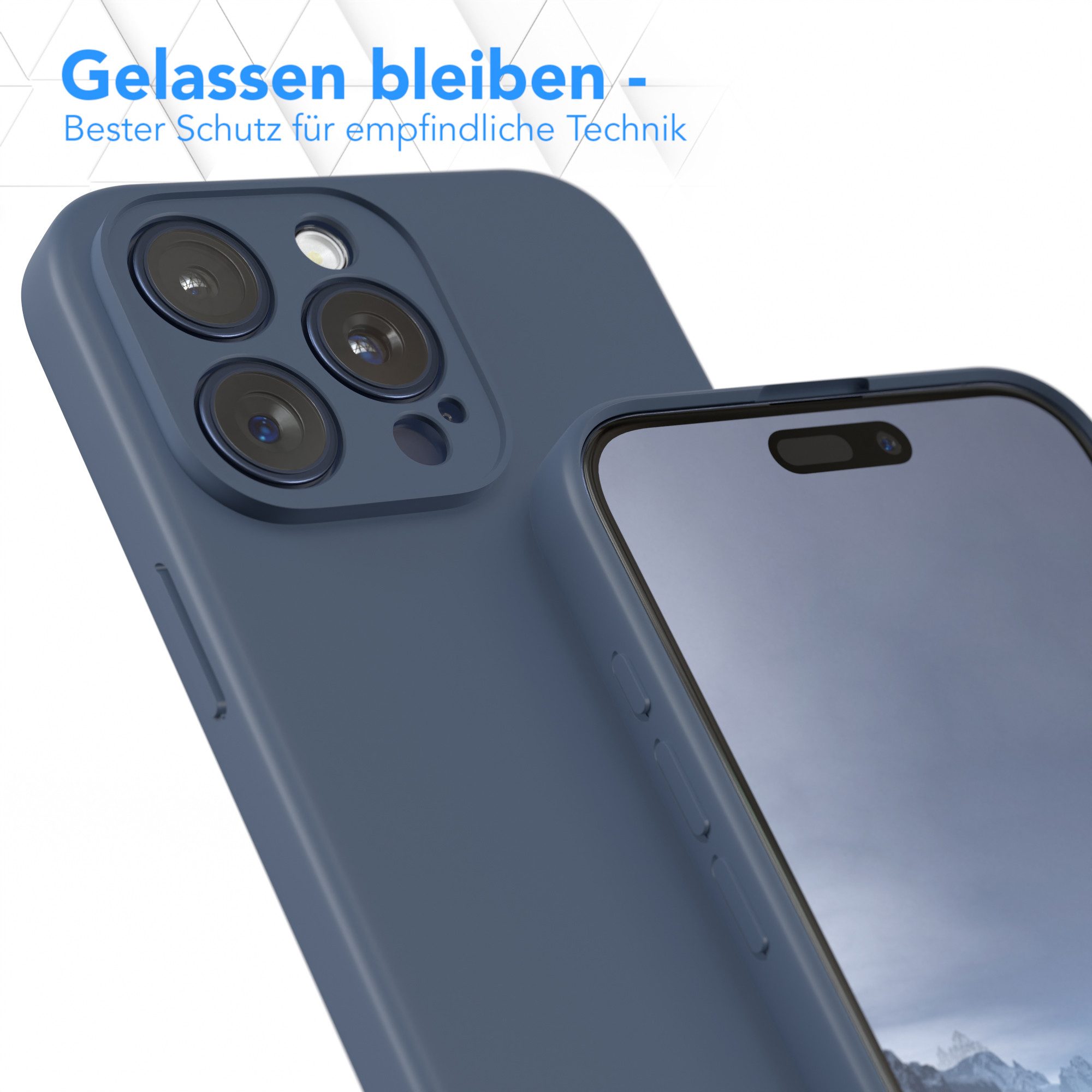 EAZY CASE Handyhülle für Apple iPhone 15 Pro Max Hülle Silikon 6,7 Zoll, Handy Softcase mattierte Silikonhülle Back Cover Soft Blau / Petrol – Bild 4 von 5