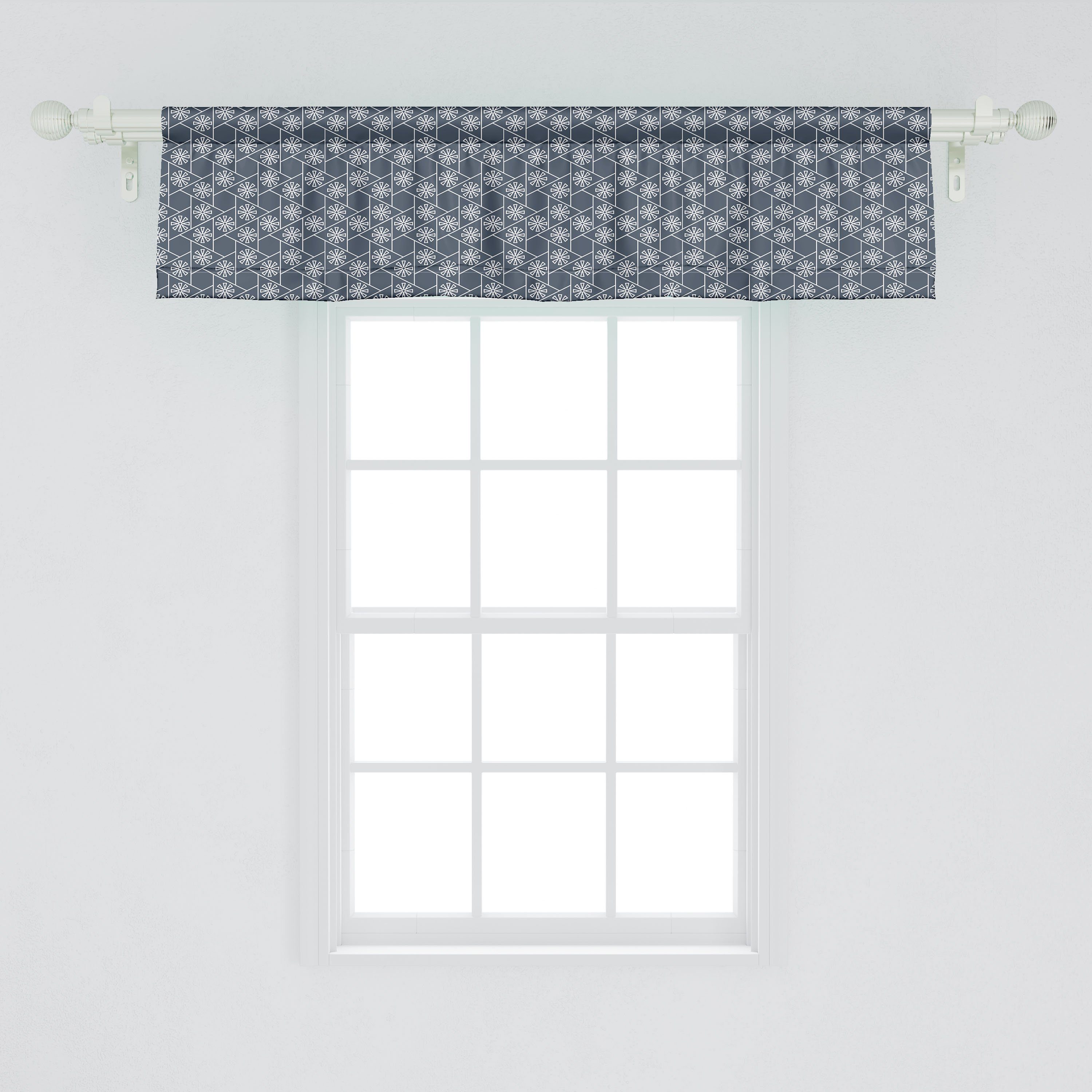 Scheibengardine Vorhang Volant für Küche Abakuhaus, Eastern Dekor mit Geometrisch Microfaser, Schlafzimmer Japanische Stangentasche, Fliese
