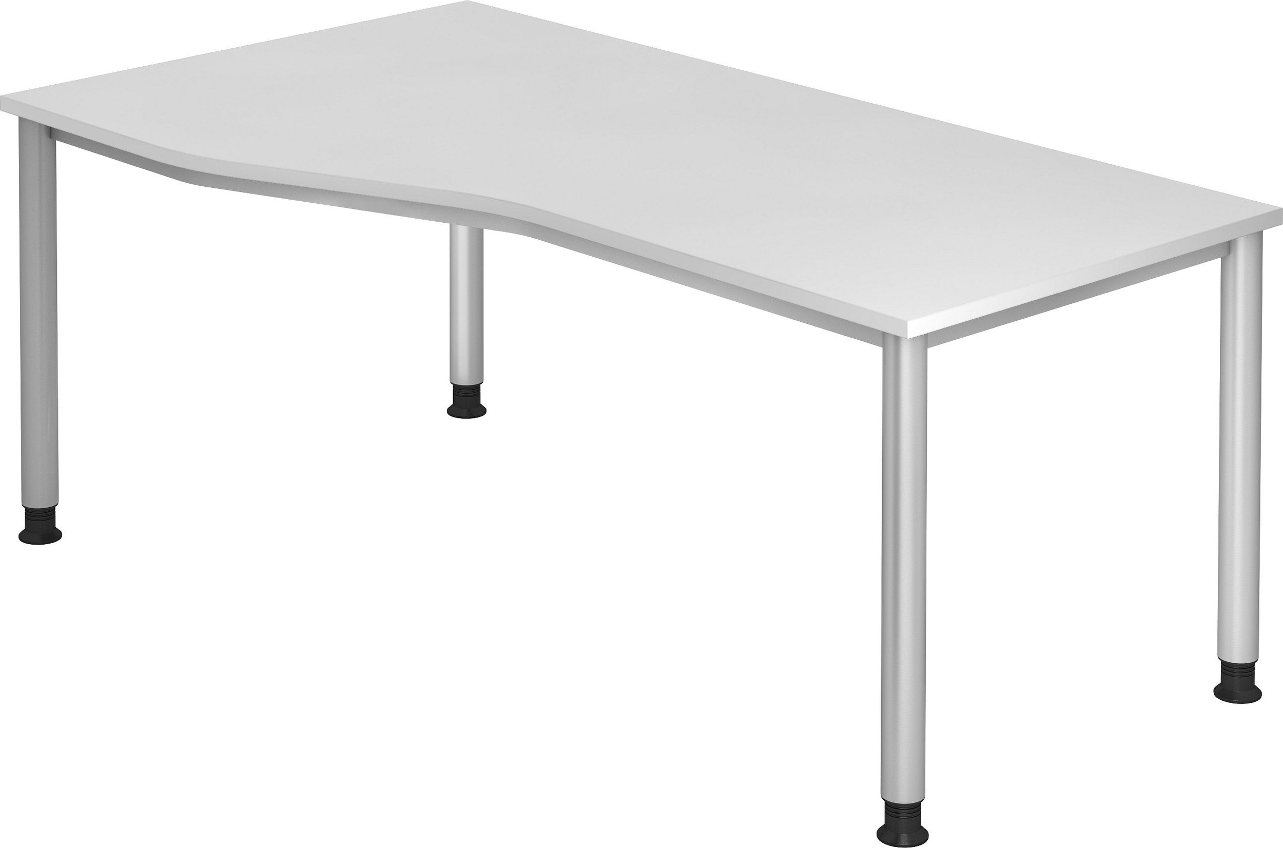 bümö Schreibtisch Schreibtisch Serie-H, Freiform: 180 x 100 cm - Dekor: Weiß