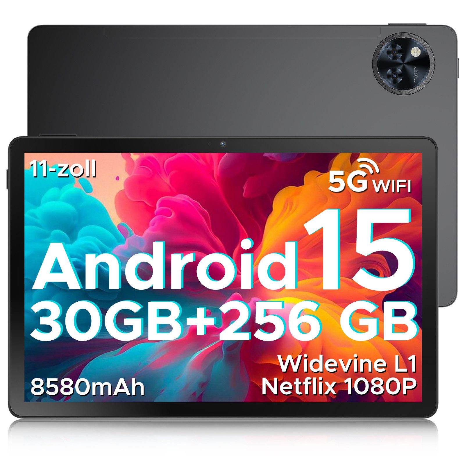 DOOGEE U11Pro Android 15/16 tablet 11 Zoll, 30GB RAM (6+24GBerweitert), 90Hz Tablet (11", 256 GB, Android 15, WIFI, 256 GB, 8580mAh, WIFI, 13MP+5MP, 5G WiFi/Widevine L1/ GPS/Face ID/OTG)