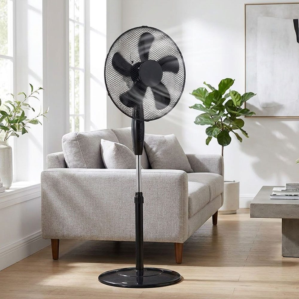 V-TAC Standventilator, Stand Ventilator Kühler Höhnverstellbar 3-Stufen Steh Lüfter schwarz