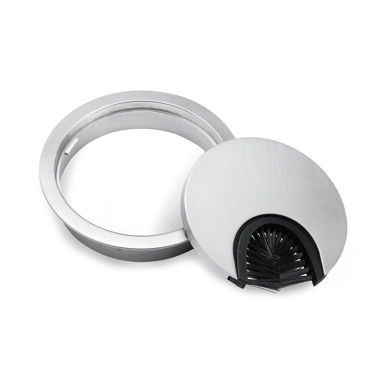 ONECONCEPT Kabelkanal Kabeldurchführung 2er-Set 60 mm Metall Borstendichtung