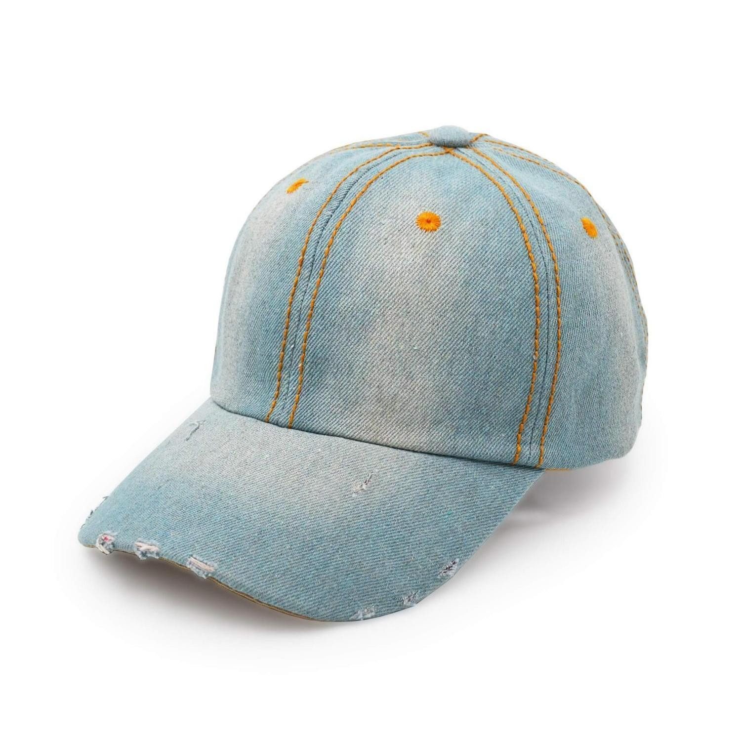 Baseball Cap Baseballmütze Jeans Unisex Sport Sonnenhut Einheitsgröße Himmel Blau