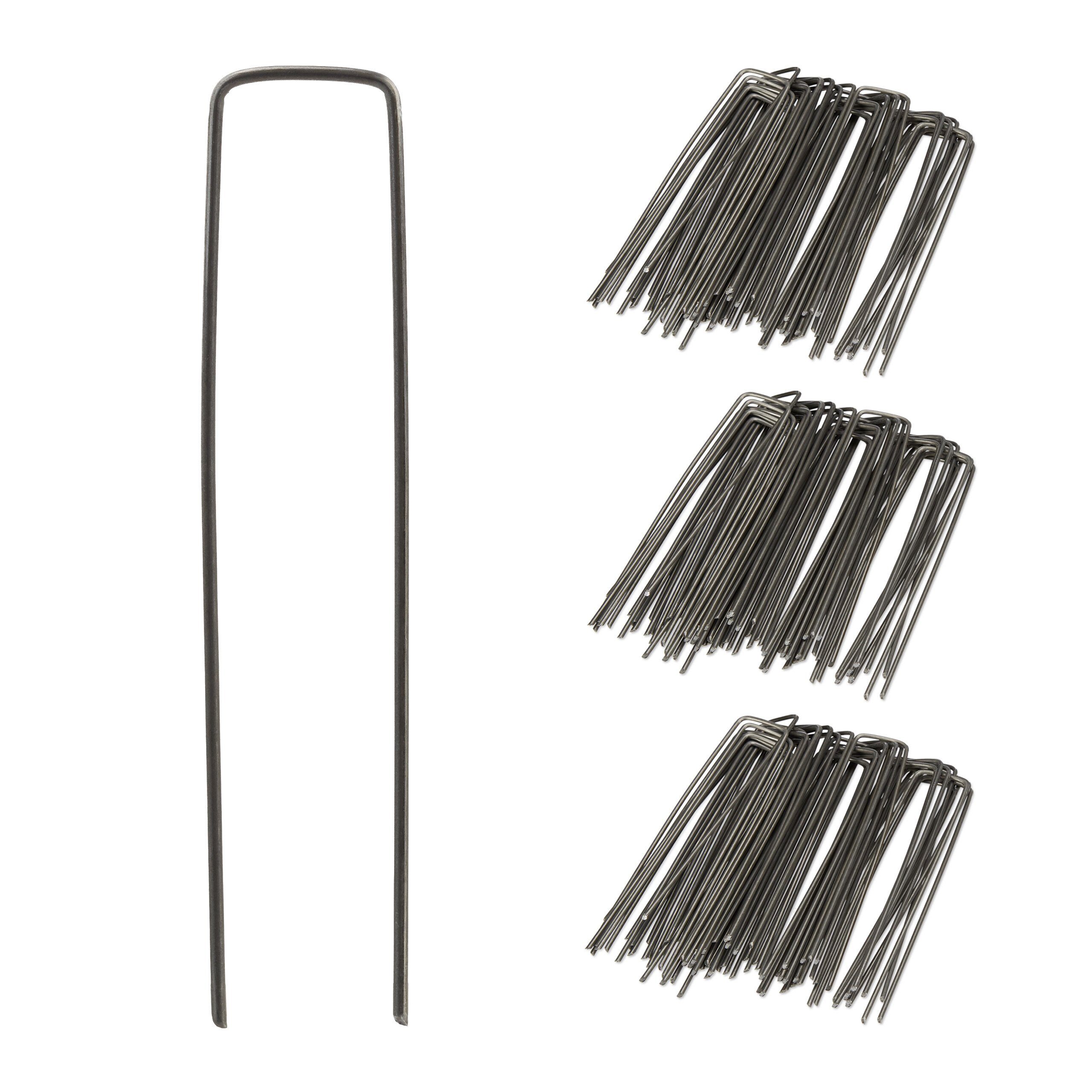 relaxdays Bodenanker Erdanker 15 cm im 150er Set, für Unkrautvlies, Poolplanen, Kabel und Schläuche, In den Boden einschlagen, (150-St)