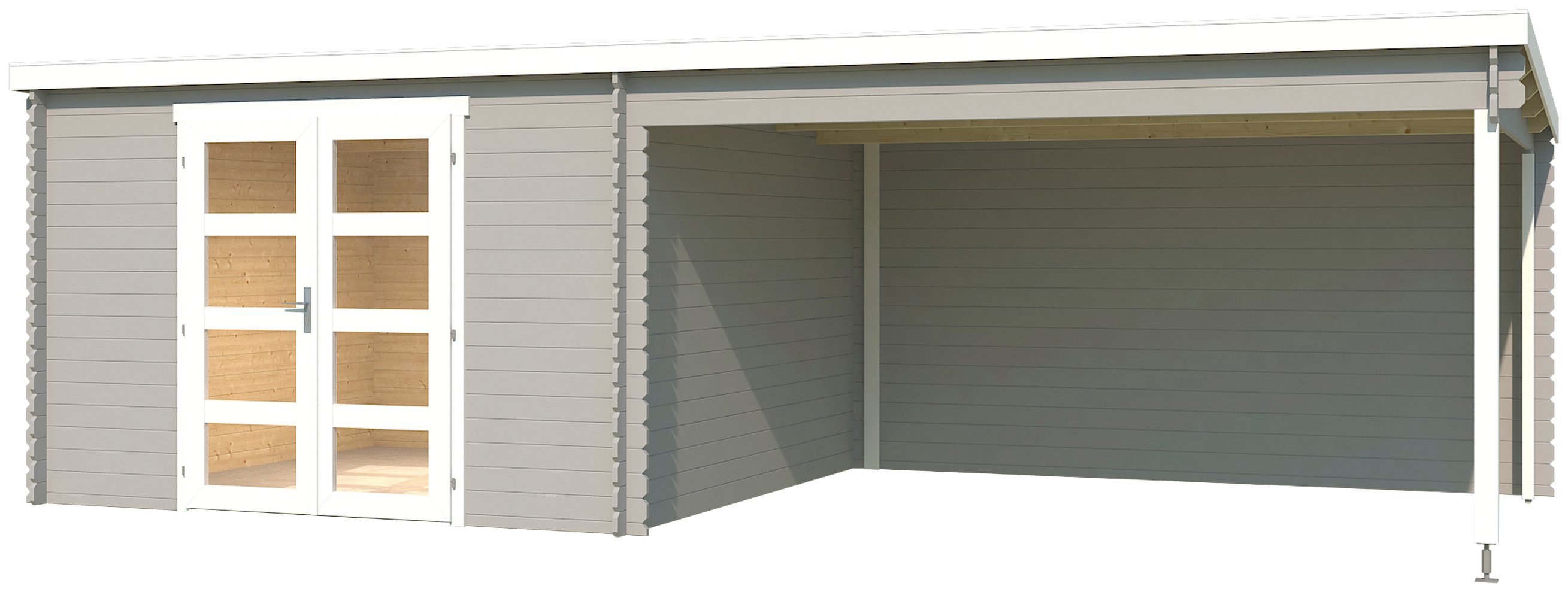 LASITA MAJA Gartenhaus New Orleans, BxT: 730x359 cm, (Set), Blockbohlenhaus 28mm mit Anbau
