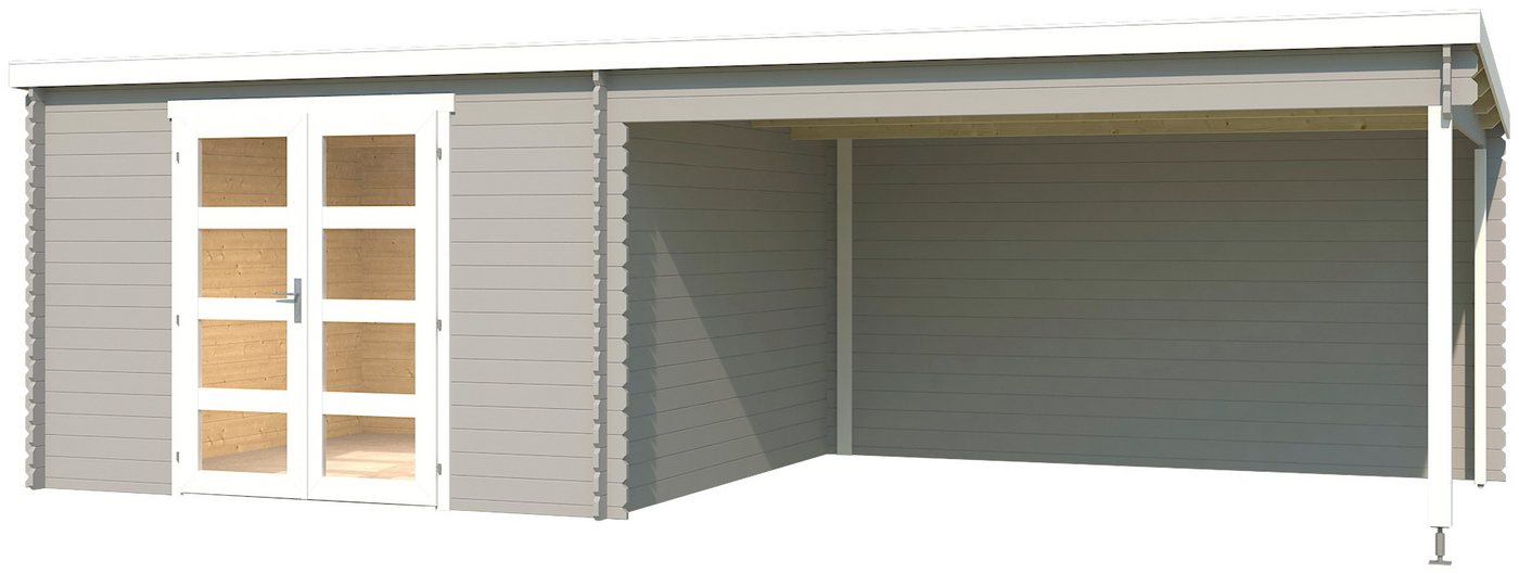 Thumbnail - LASITA MAJA Gartenhaus New Orleans, BxT: 730x359 cm, (Set), Blochbohlenhaus 28mm Anbau, Fundamentmass 3300x3300+3800, Li...