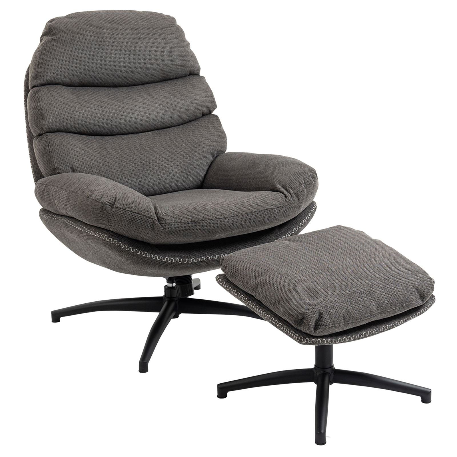 Wohnzimmer Relaxsessel Metall M CARO-Möbel Stoff Fernseh Relaxsessel, mit Hocker Polstersessel