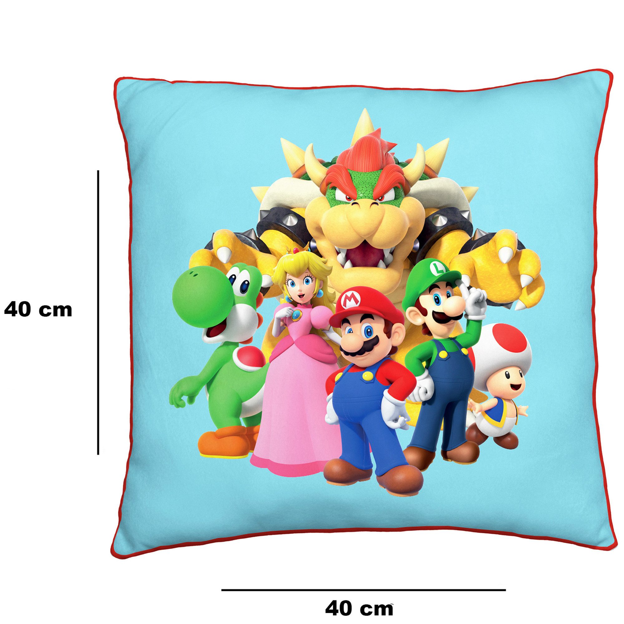 BERONAGE Dekokissen Nintendo Super Mario Kissen Laugh 40x40 cm ideal für Kinderzimmer, passend zur Bettwäsche, kuschelweich