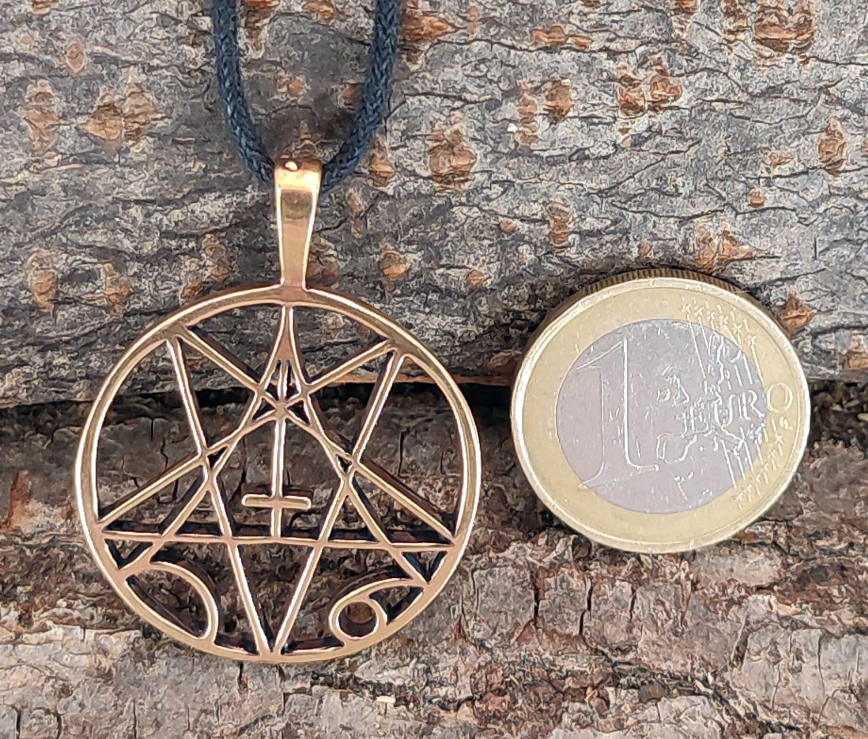 Kiss of Leather Kettenanhänger Pentagramm umgedrehtes Kreuz Satan Luzifer Bronze Anhänger