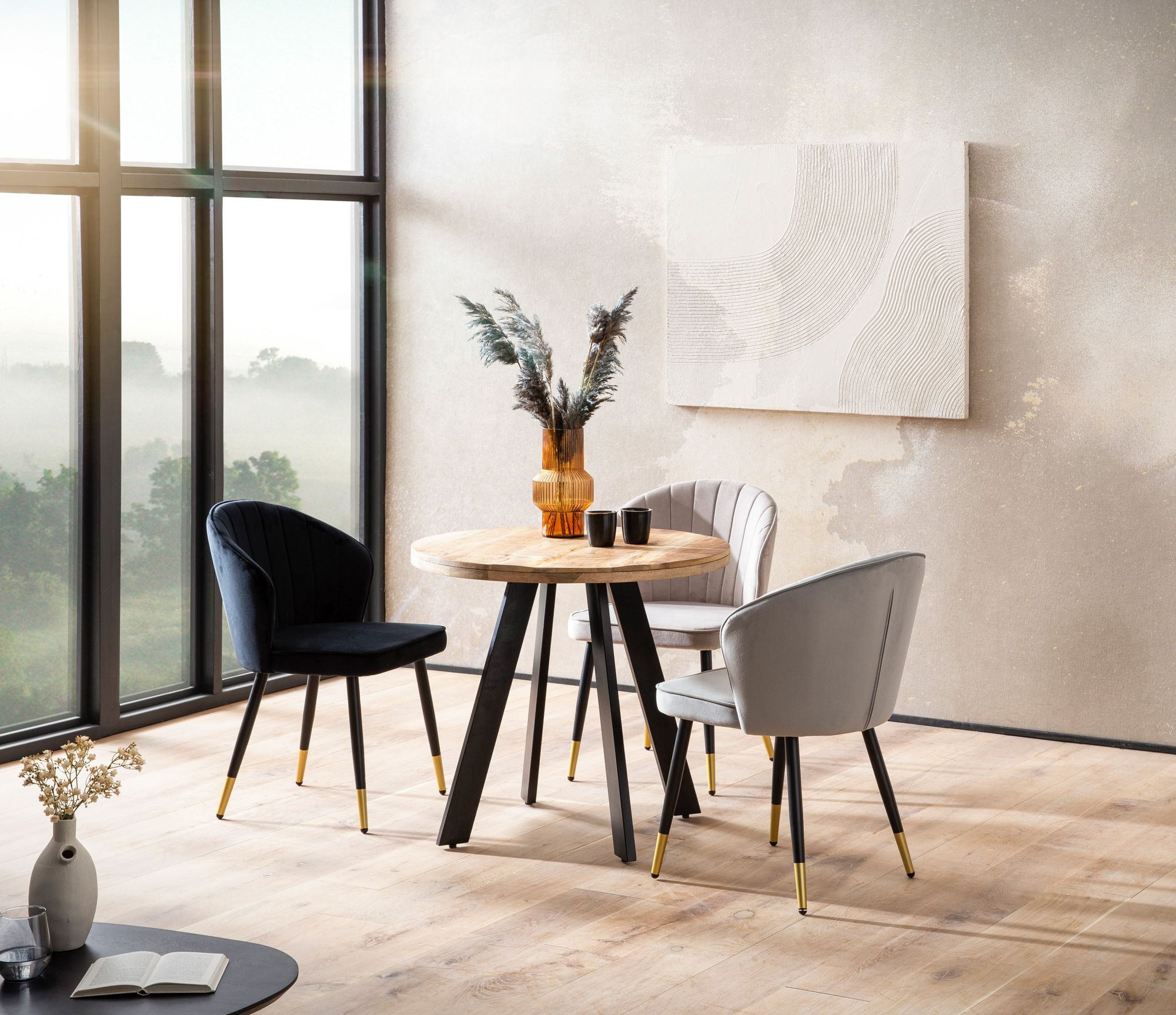 Wohnling Esstisch WL7.055 Esszimmertisch 80 cm Mango Holz Massiv Küchentisch Rund Moder (80x80x75 cm, Mango Massivholz Rund, Modern), Esszimmertisch Klein, Holztisch Esszimmer Modern