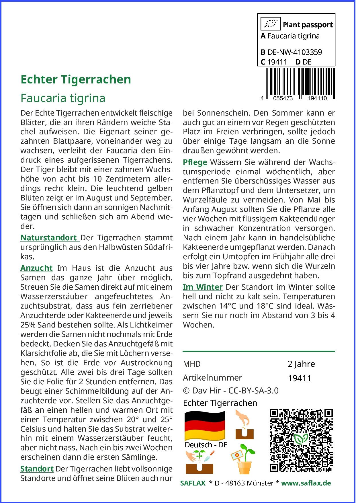 Thumbnail - SAFLAX Blumensamen SAFLAX - Samen - Echter Tigerrachen