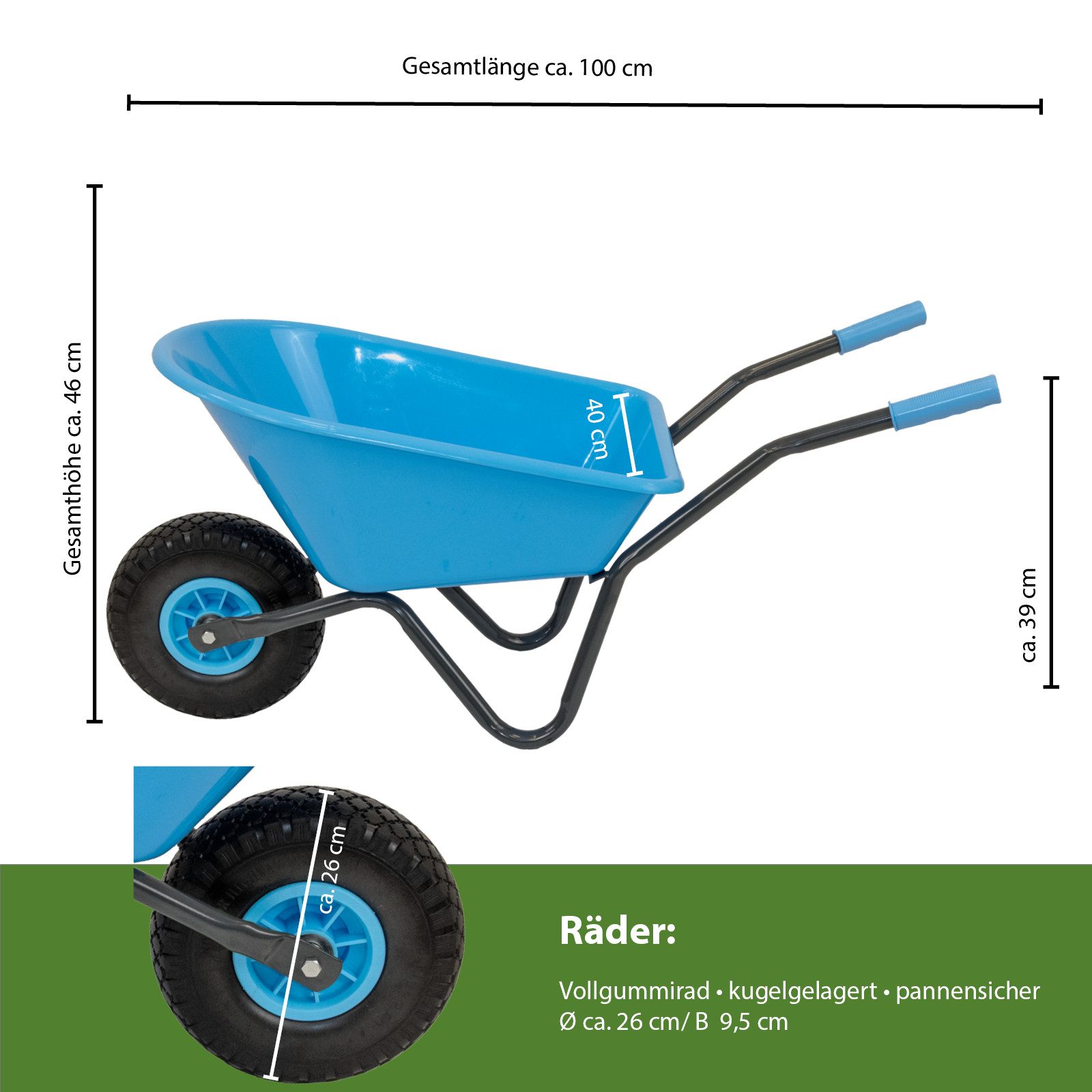 TRUTZHOLM Spielzeug-Gartenset Kinderschubkarre uni 40kg Kunststoffwanne in günstig online kaufen