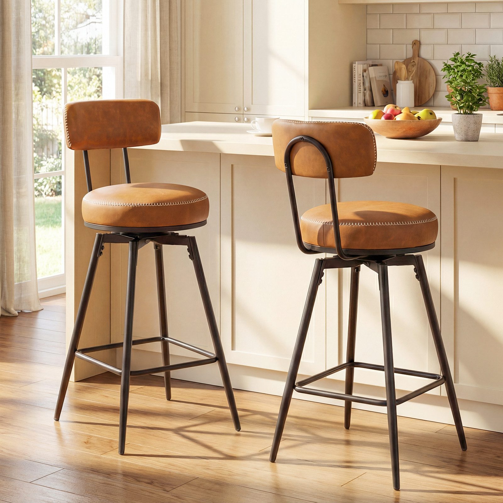 COSTWAY Barhocker (2 St), Barstuhl mit lehne, Küchenhocker für Esszimmer