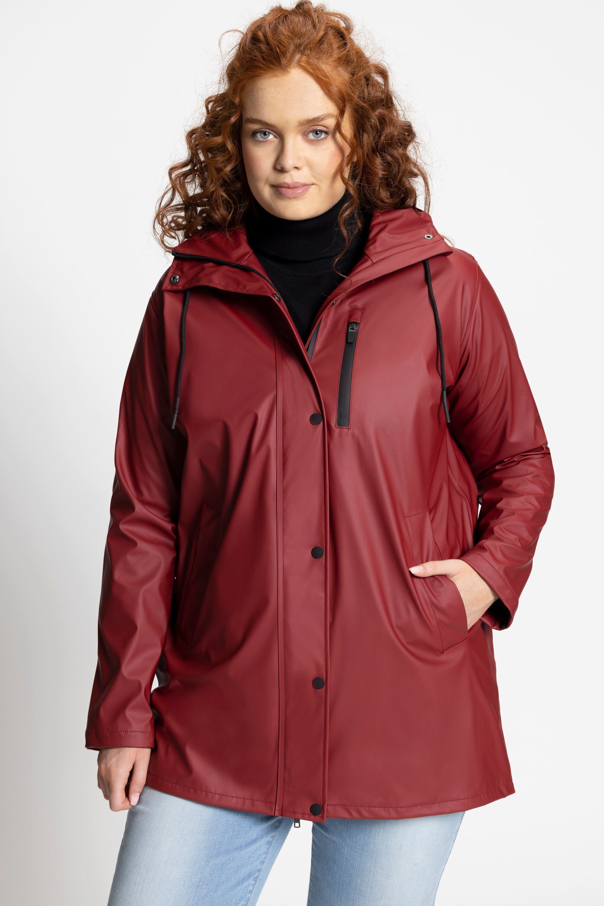 Ulla Popken Funktionsjacke HYPRAR Regenjacke wasserdicht Schwarzfutter Kapuze rost