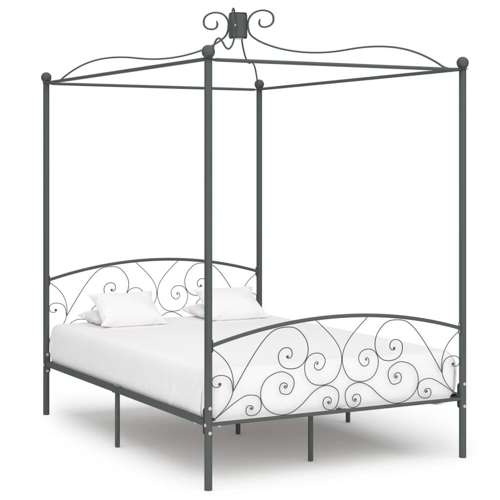 furnicato Bettgestell Himmelbett-Gestell Grau Metall 120 günstig online kaufen
