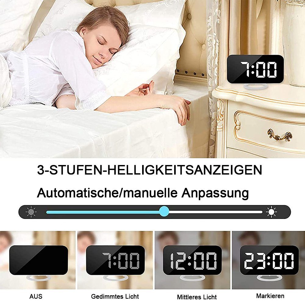 Digitaler Bett,LED-Spiegel-Wecker Wecker Wecker,Wecker Jormftte Am