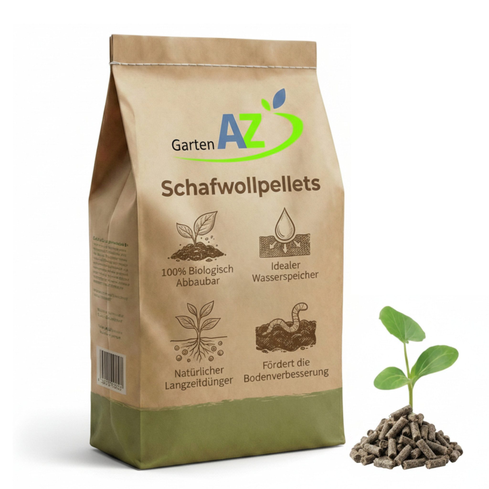 GartenAZ Universaldünger Schafwollpellets – 4kg– Natürlicher Langzeitdünger Bodenaktivator, Pellets