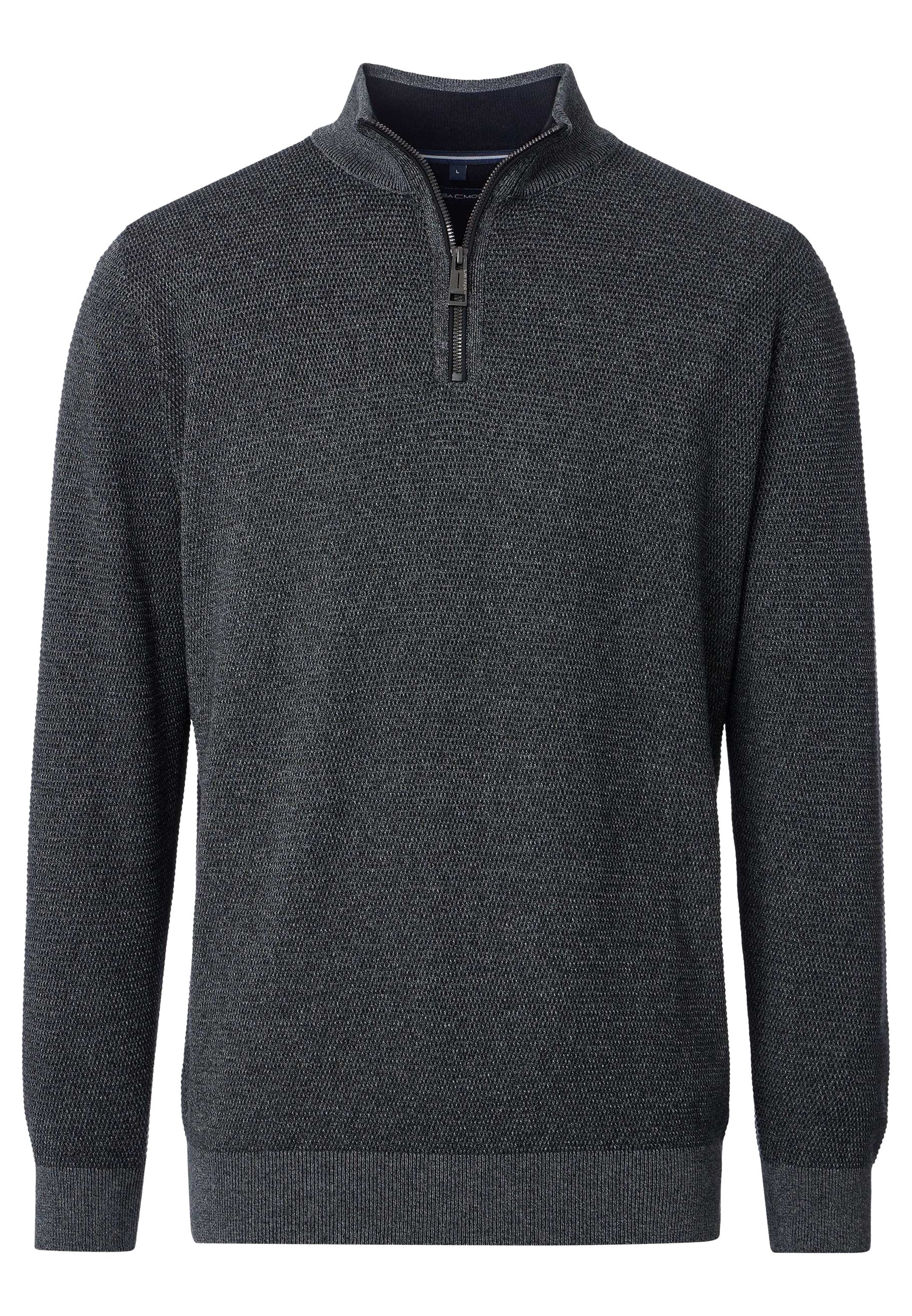 CASAMODA Strickpullover Basic (1-tlg) Troyer - Baumwolle - Atmungsaktiv - Feine Strickstruktur