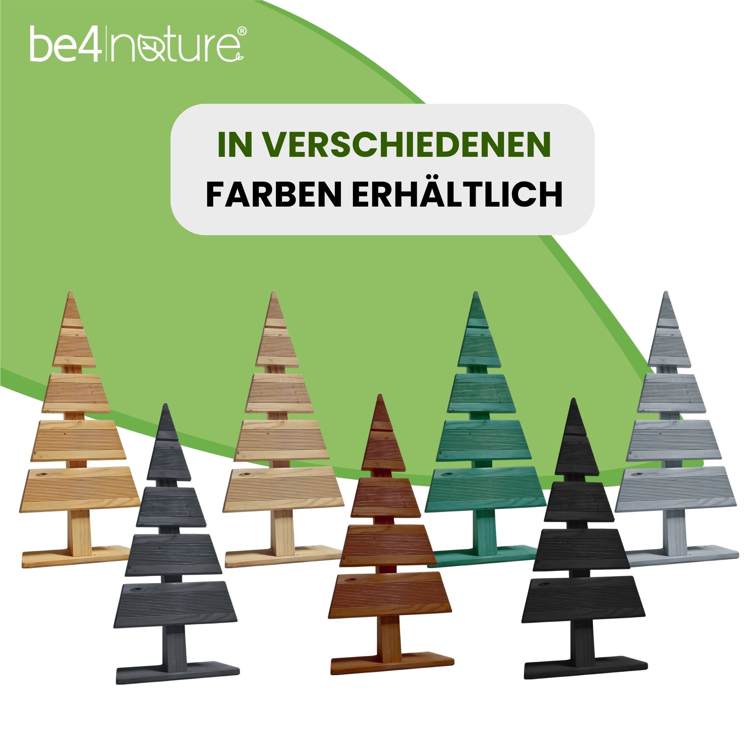 be4nature Weihnachtsfigur Tannenbaum Weihnachtsbaum Weihnachtsdeko Holztannenbäume Christbaum (Fertiggebaut, 1 St., Silber), für Innen und Außen, für Wohnzimmer, Büro oder Garten, Terrase