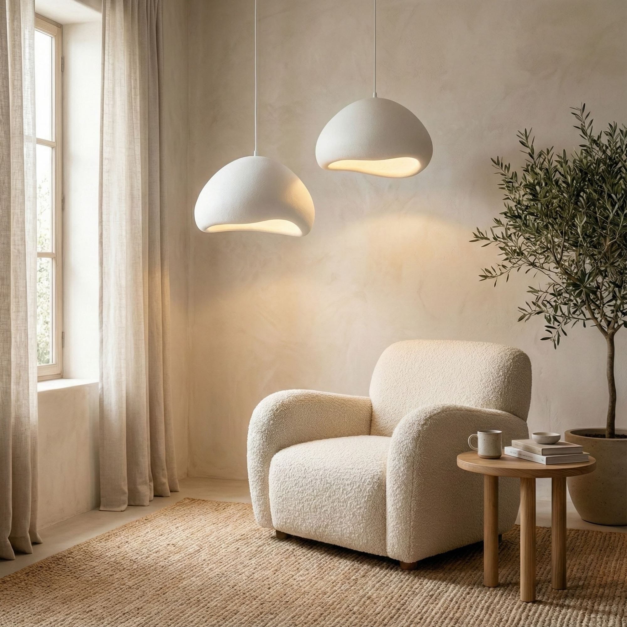 Opviq Kronleuchter Design Leuchte, Verstellbare Höhe 55,115, Abhängig vom Leuchtmittel, Design Pendelleuchte Weiß – Fiberglas-– 1-, 2- oder 3-flammig wählbar