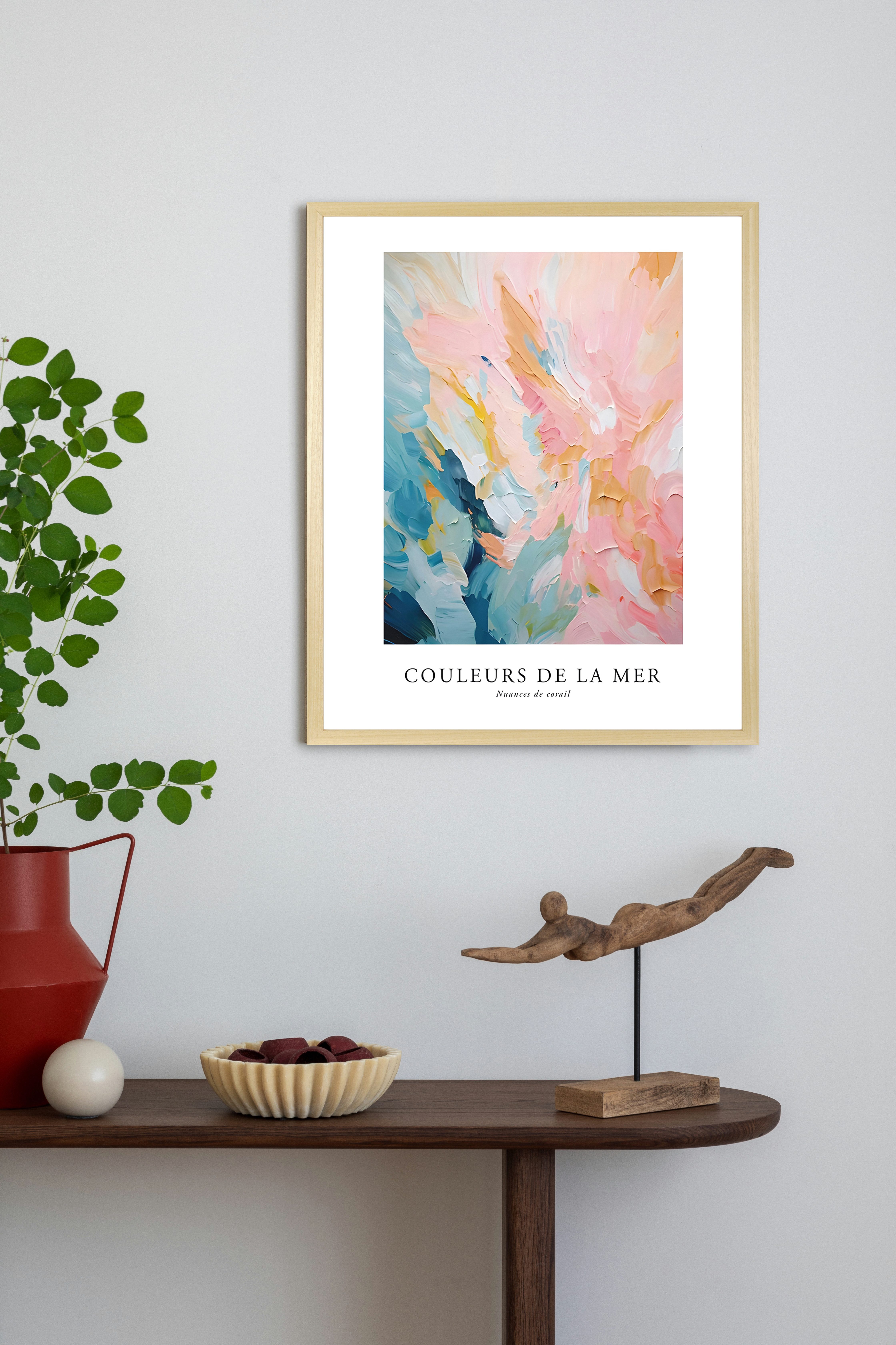 queence Bild mit Rahmen Abstrakte Kunst in Pastell, Abstrakt, Abstrakte, Formen, Gemälde, Kunst (1 St), Kunstdruck in Pastell mit einem Echtholzrahmen