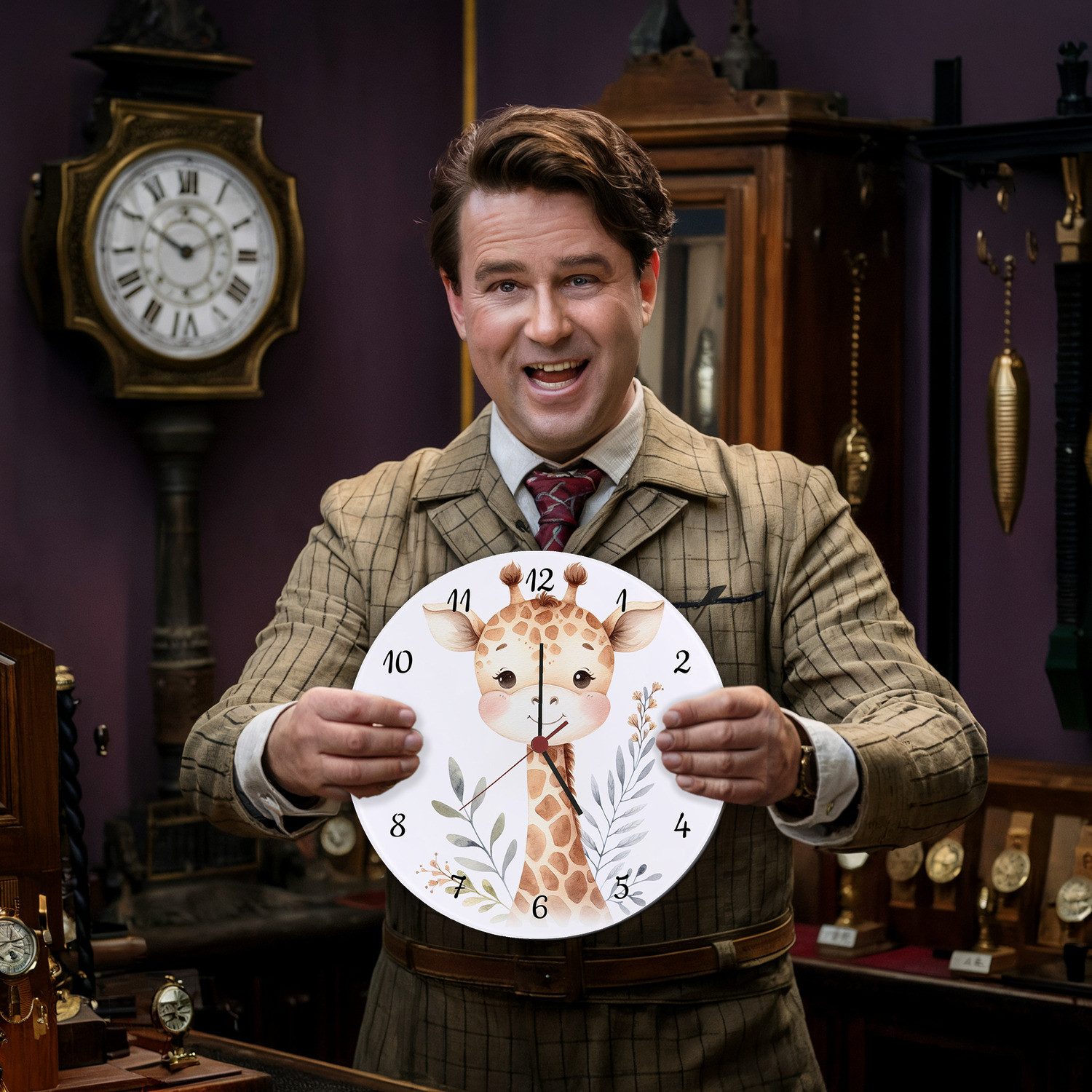 speecheese Wanduhr Giraffe Wanduhr aus Glas günstig online kaufen