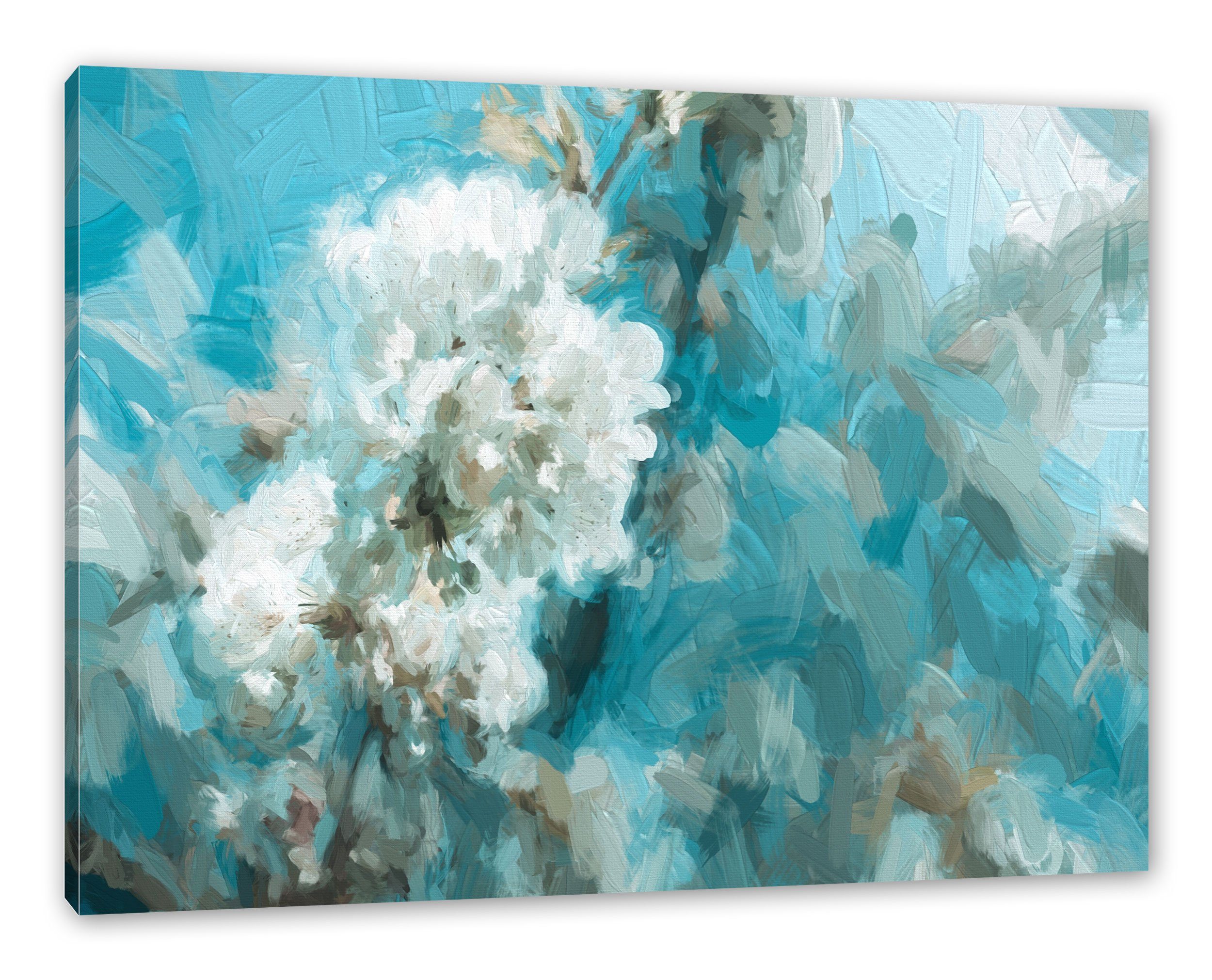Pixxprint Leinwandbild Kirschblüten Kunst, inkl. Kunst (1 Leinwandbild Zackenaufhänger Kirschblüten bespannt, fertig St)