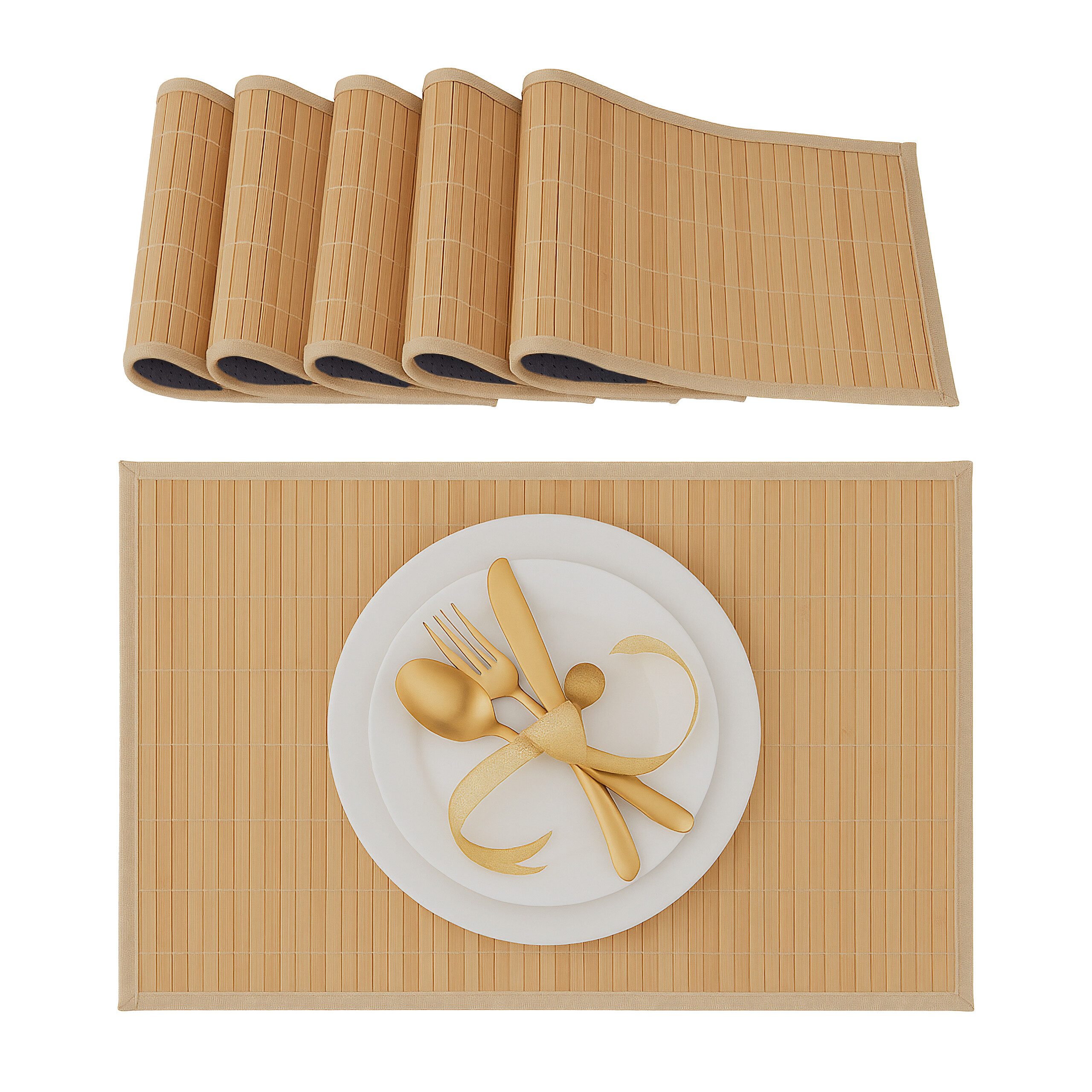 relaxdays Platzset Tischset 6er Set Bambus, günstig online kaufen