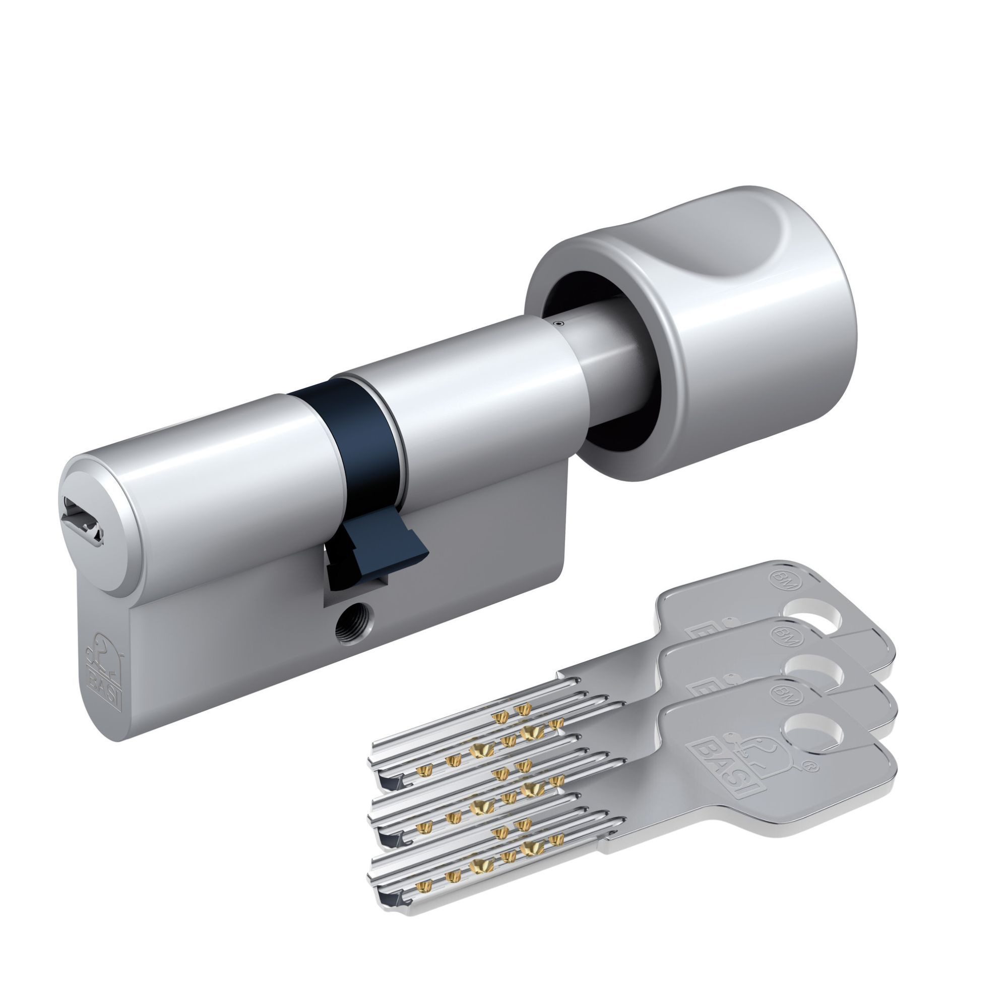 BASI Profilzylinder BM, Verschiedenschließend, diverse Längen, (Packung, 1-St), Knaufzylinder K30/35 mm, K = Knaufseite Innen 30 mm, 3 Schlüssel