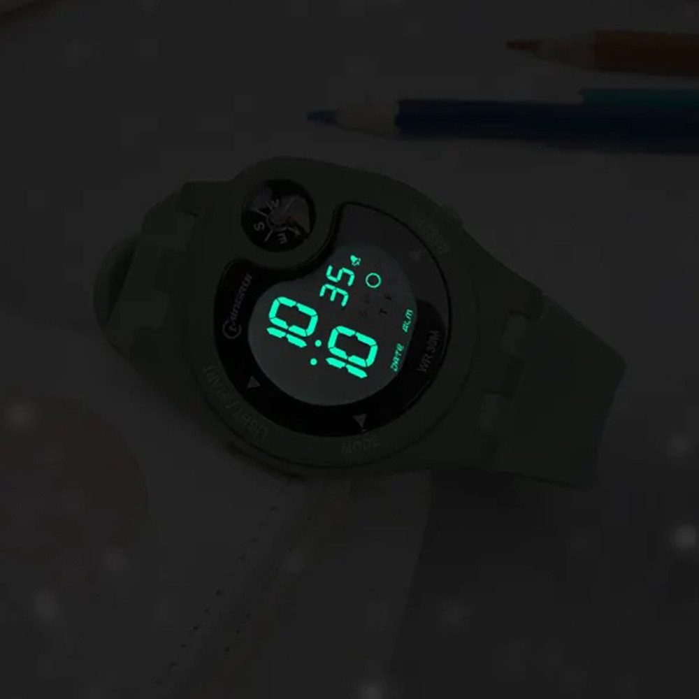 K&L Wall Art Digitaluhr Outdoor Armbanduhr mit Kompass Silikonuhr für Jugendliche, Licht, Wecker, Wochentag, Stoppuhr, Silikonarmband, 3ATM