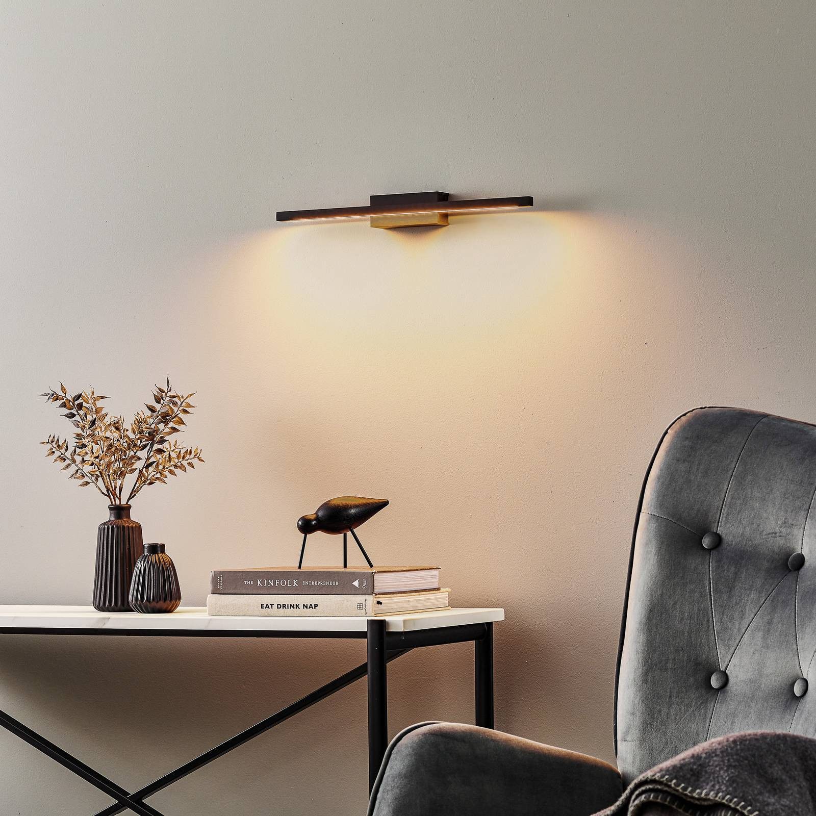Quitani Wandleuchte Tolu, LED, Metall, Schwarz warmweiß IP20, LED 8,4 W gesamt, warmweiß
