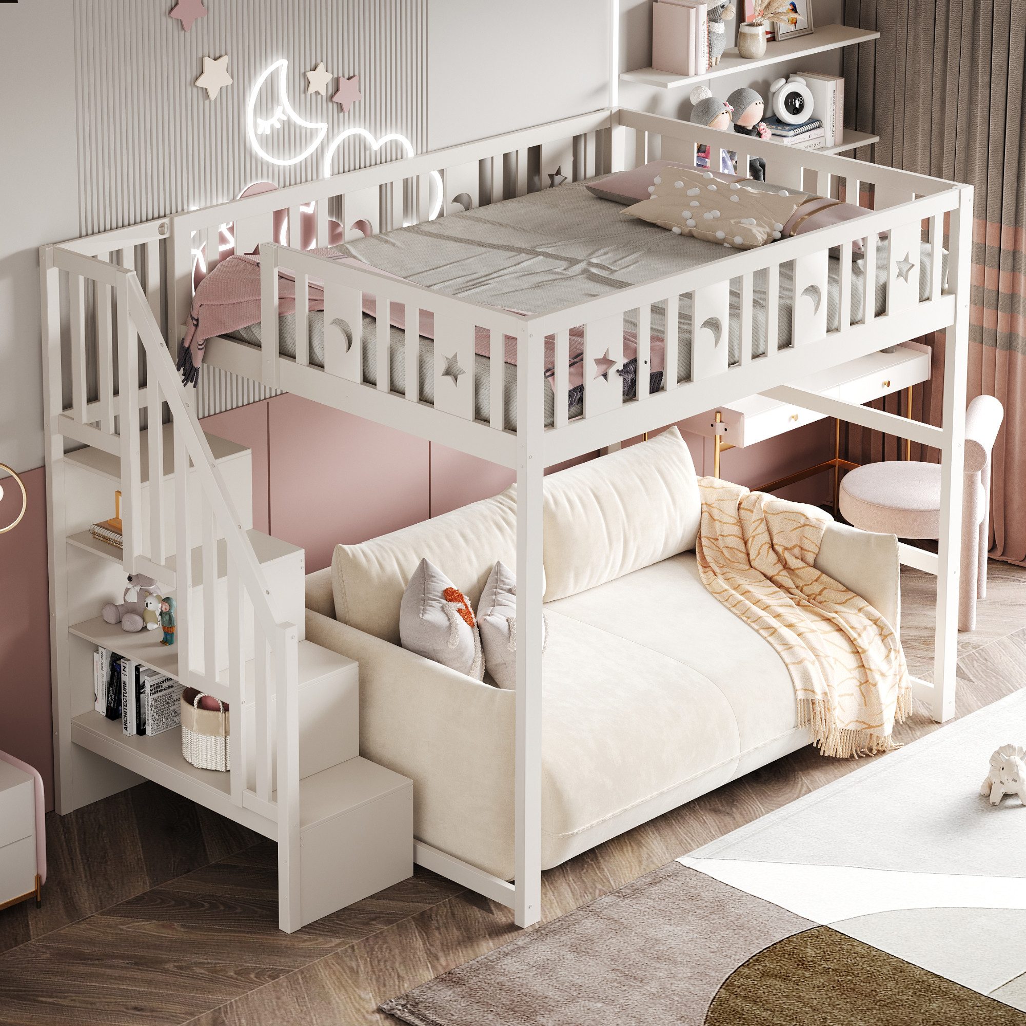 OKWISH Kinderbett Etagenbett Hochbett (mit Treppe günstig online kaufen
