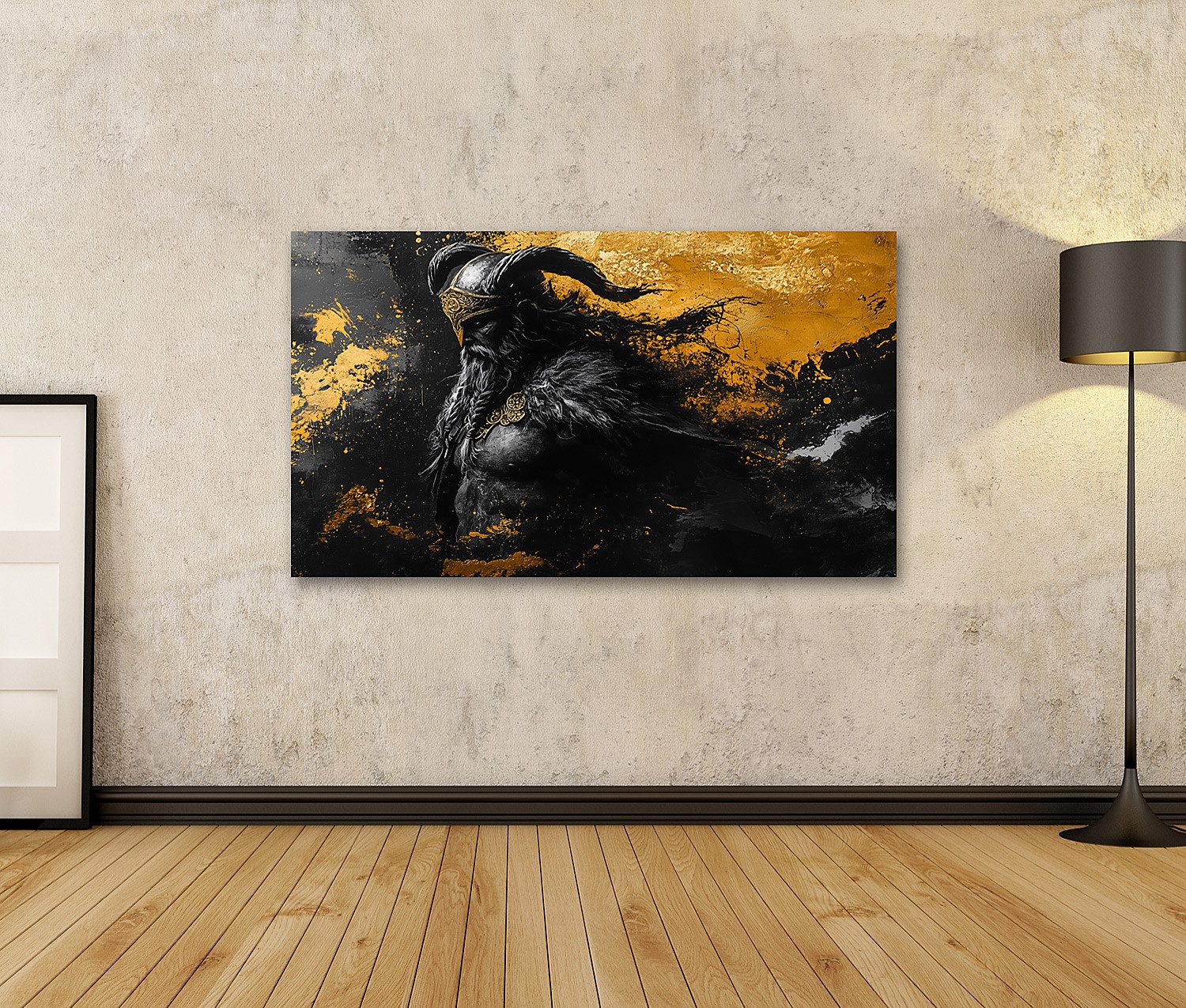 islandburner Leinwandbild Goldener Wikinger im Kampfgeist – Bild 2 von 3