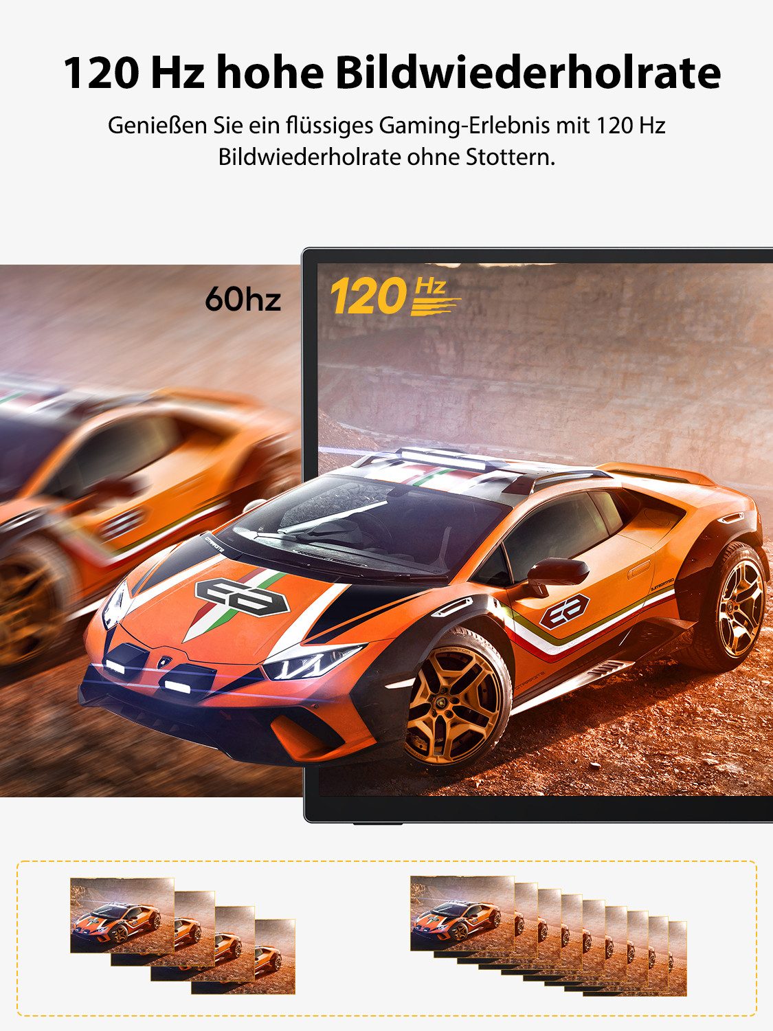 UPERFECT 18,5 Zoll Tragbarer Touchscreen-Monitor, 120Hz Full HD Display Portabler Monitor (46,99 cm/18,5 ", 1920 x 1080 px, Integrierter Ständer, VESA-kompatibel, Metallgehäuse)
