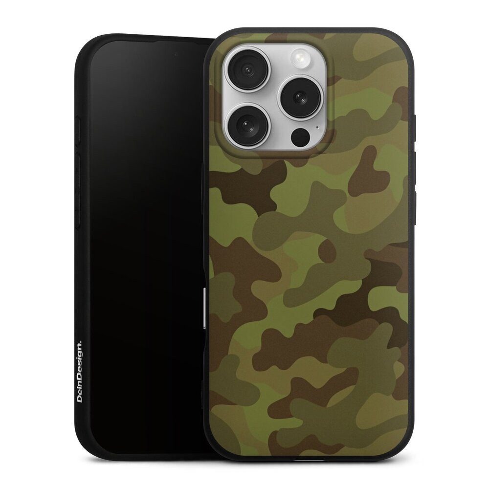 DeinDesign Handyhülle Camouflage Tarnmuster Bundeswehr Military Denim Camo, Apple iPhone 16 Pro Silikon Hülle Premium Case Handy Schutzhülle